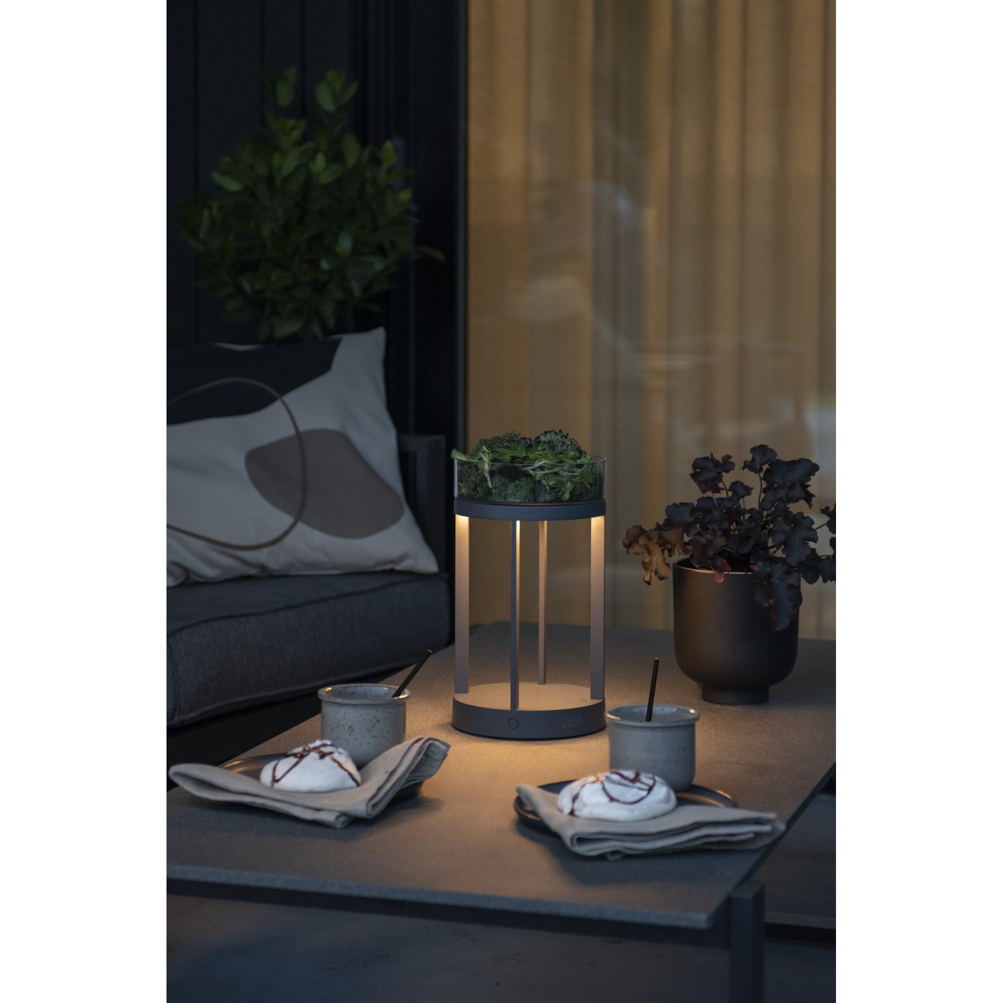 Konstsmide Chieti Outdoor Lantern with USB - Matt Grey
