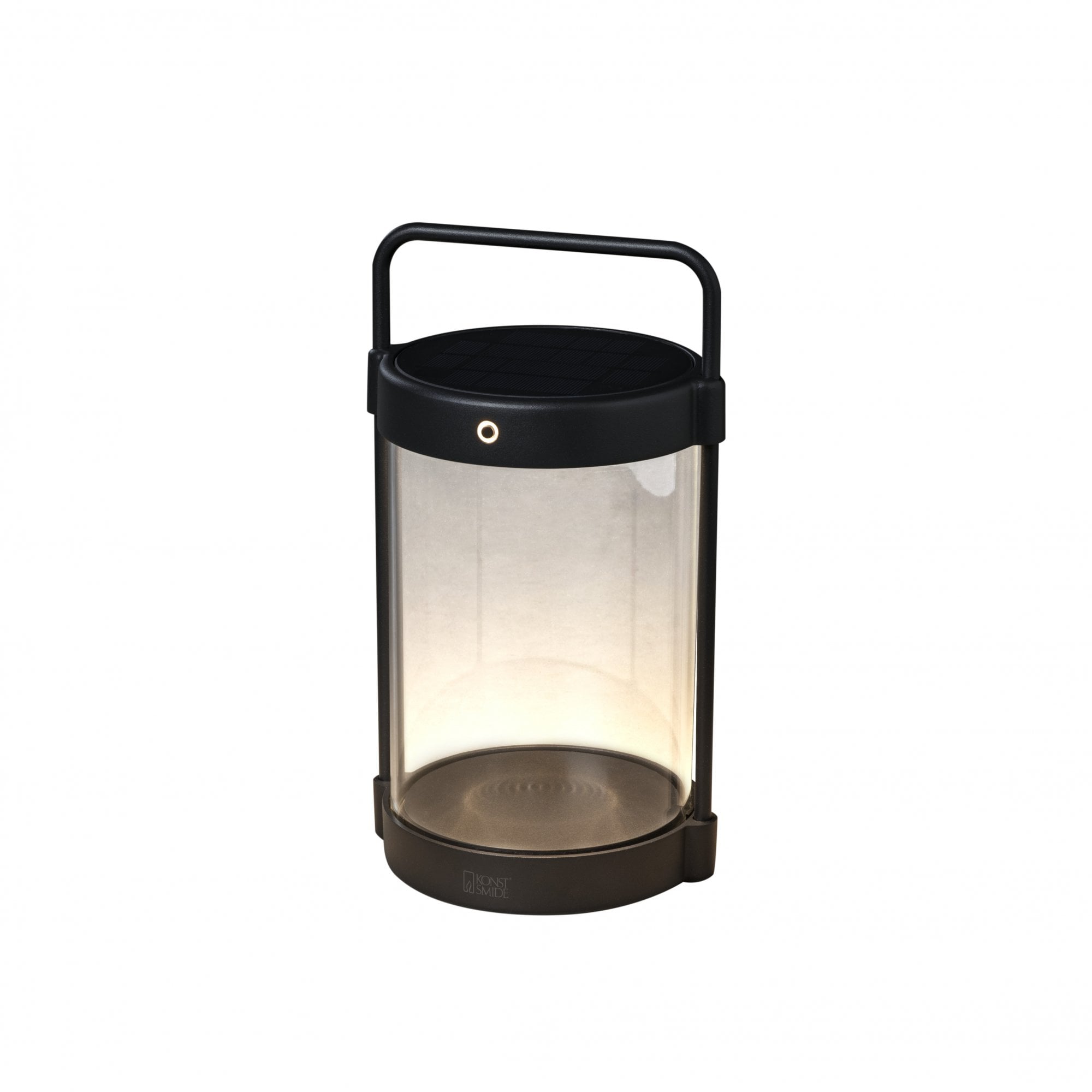 Konstsmide Crotone Solar Outdoor Lantern with USB and Dusk to Dawn Sensor - Matt Black