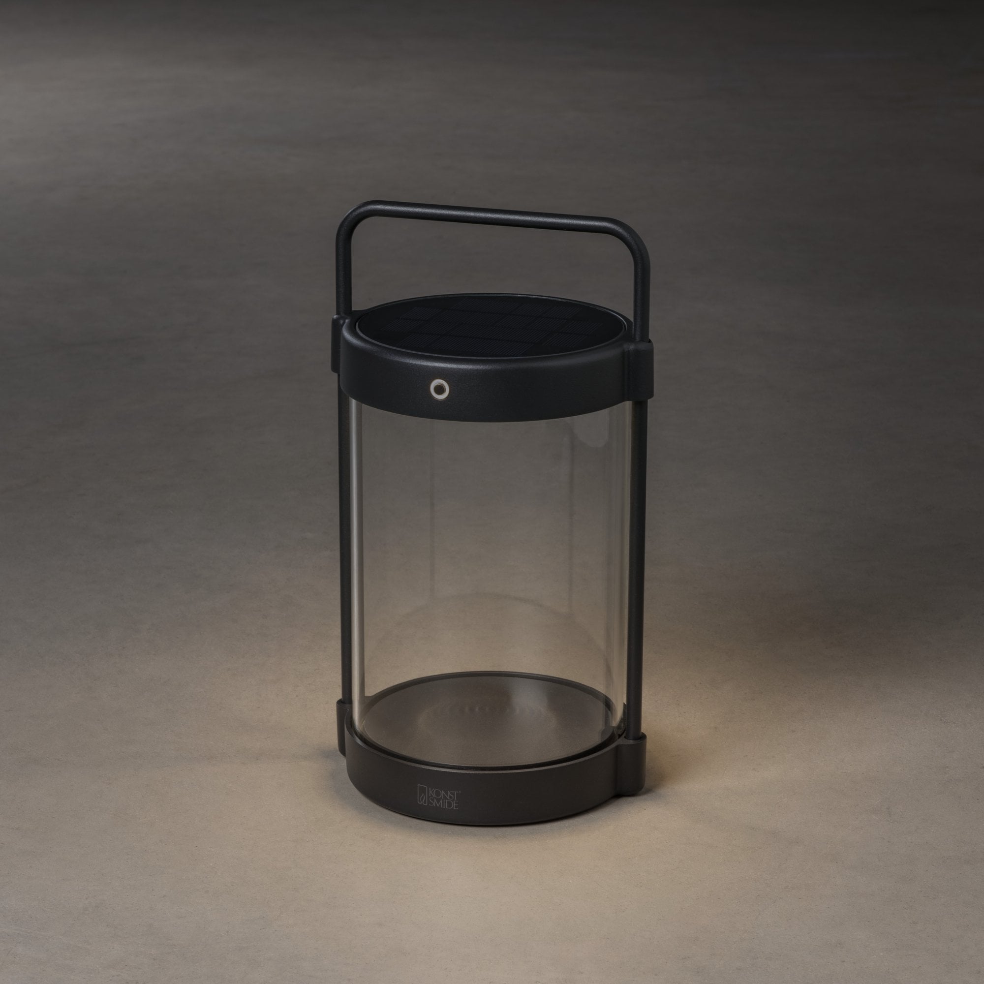 Konstsmide Crotone Solar Outdoor Lantern with USB and Dusk to Dawn Sensor - Matt Black