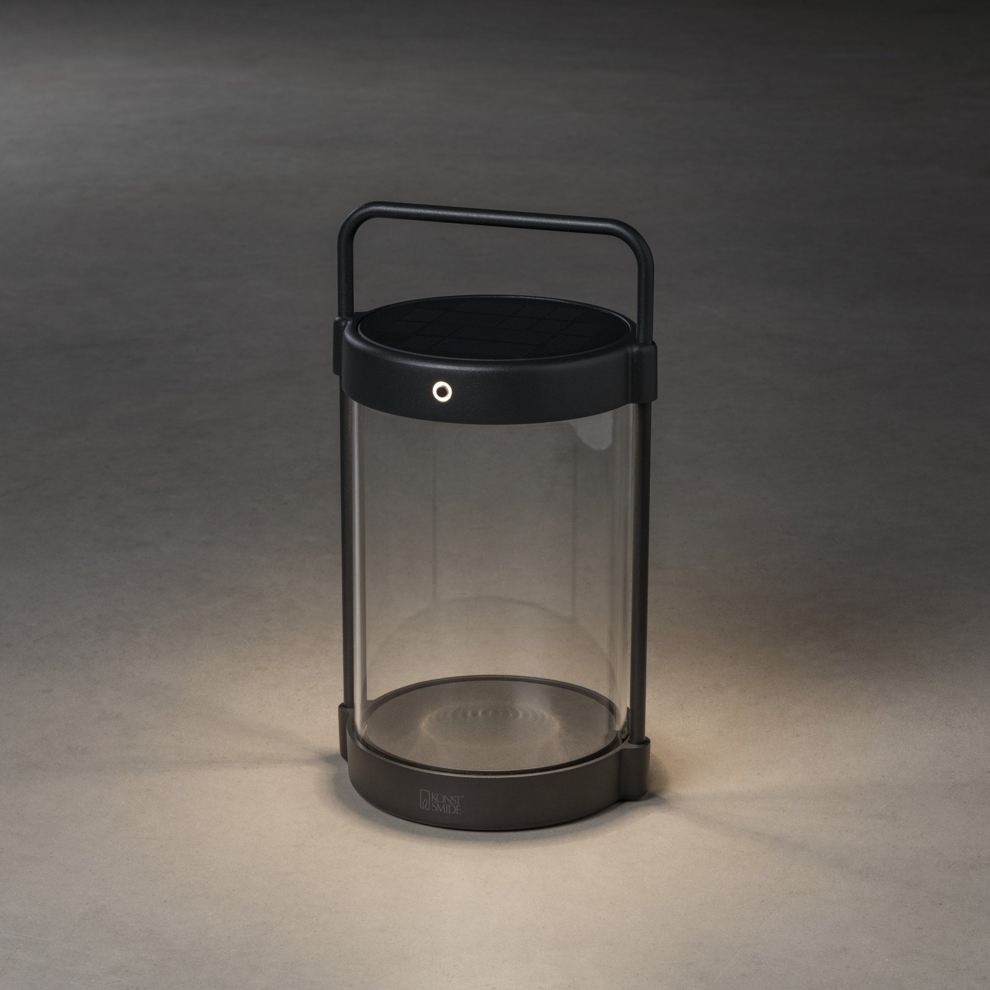 Konstsmide Crotone Solar Outdoor Lantern with USB and Dusk to Dawn Sensor - Matt Black