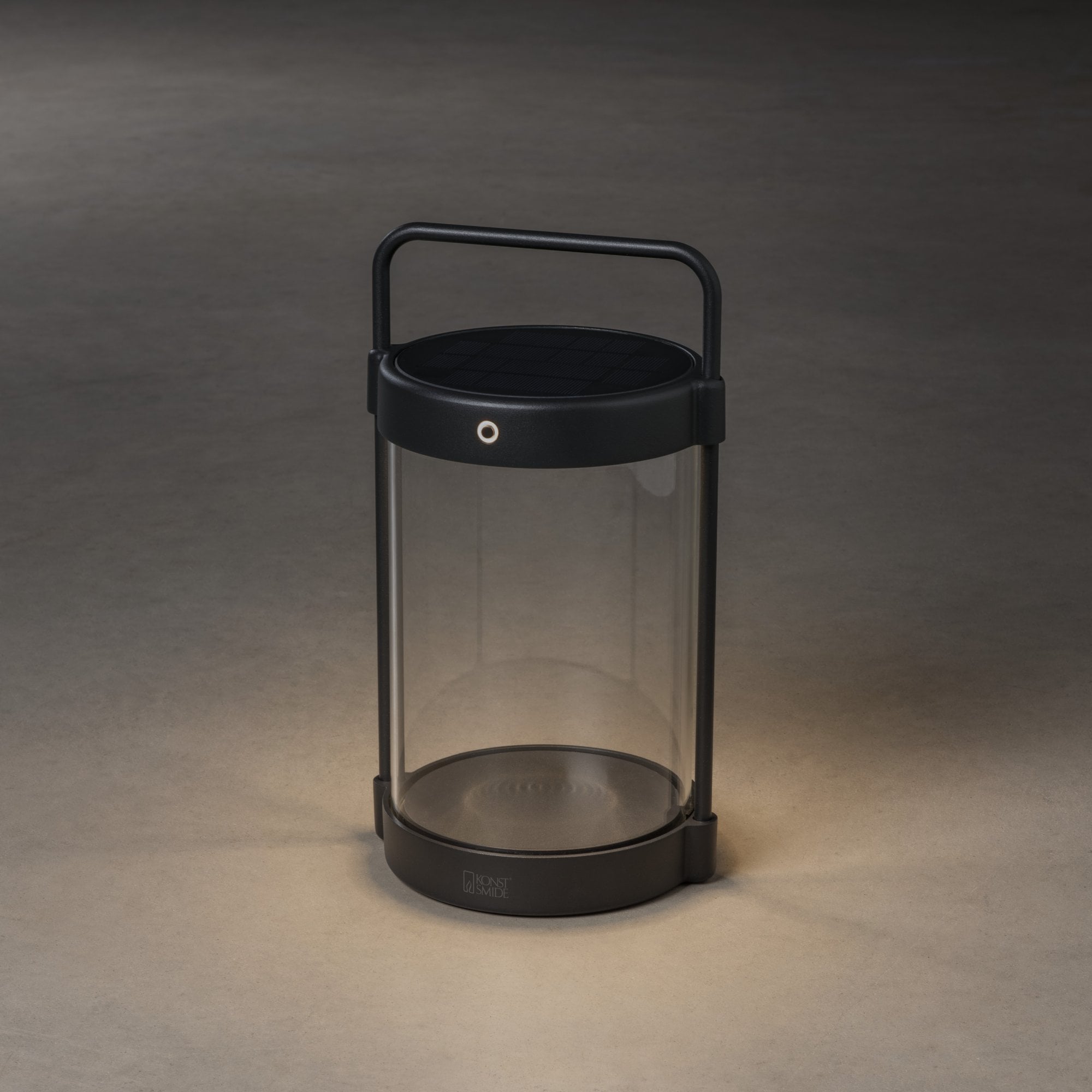 Konstsmide Crotone Solar Outdoor Lantern with USB and Dusk to Dawn Sensor - Matt Black