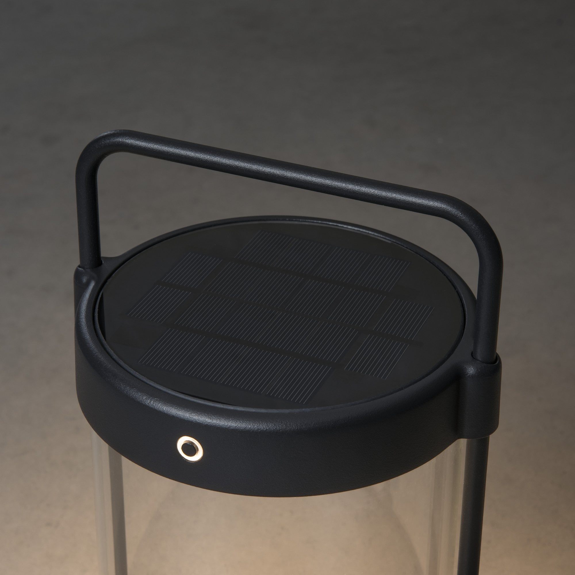 Konstsmide Crotone Solar Outdoor Lantern with USB and Dusk to Dawn Sensor - Matt Black