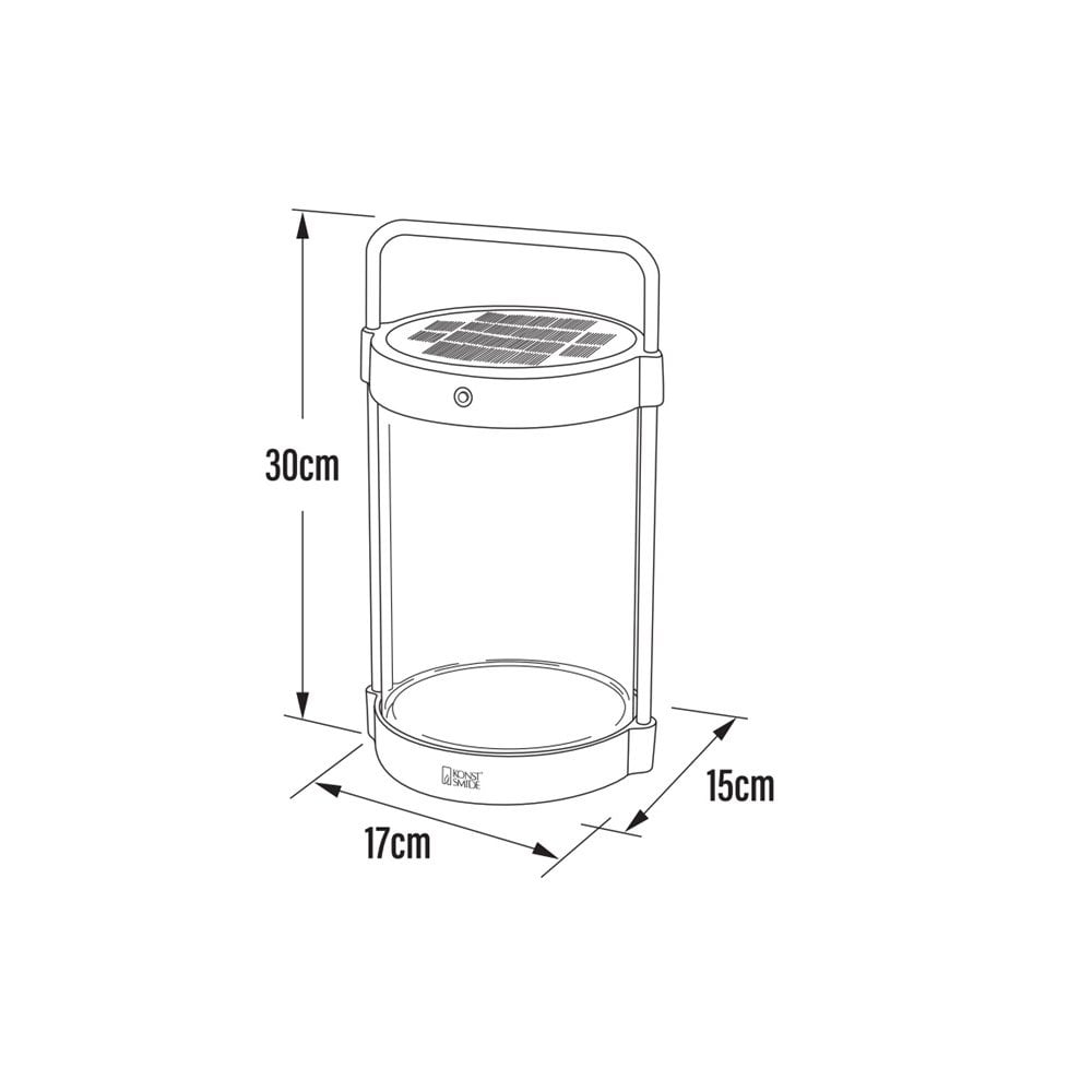 Konstsmide Crotone Solar Outdoor Lantern with USB and Dusk to Dawn Sensor - Matt Black