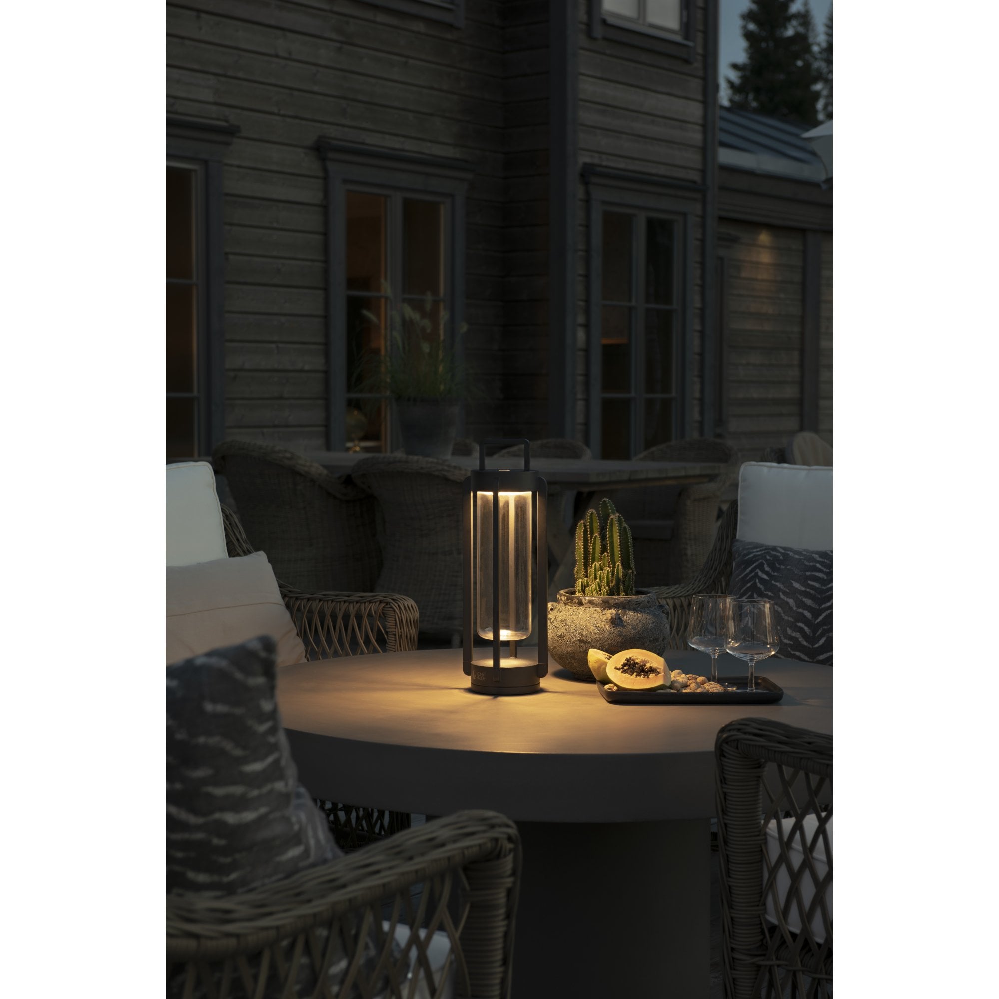 Konstsmide Otranto Outdoor Lantern with USB - Matt Black