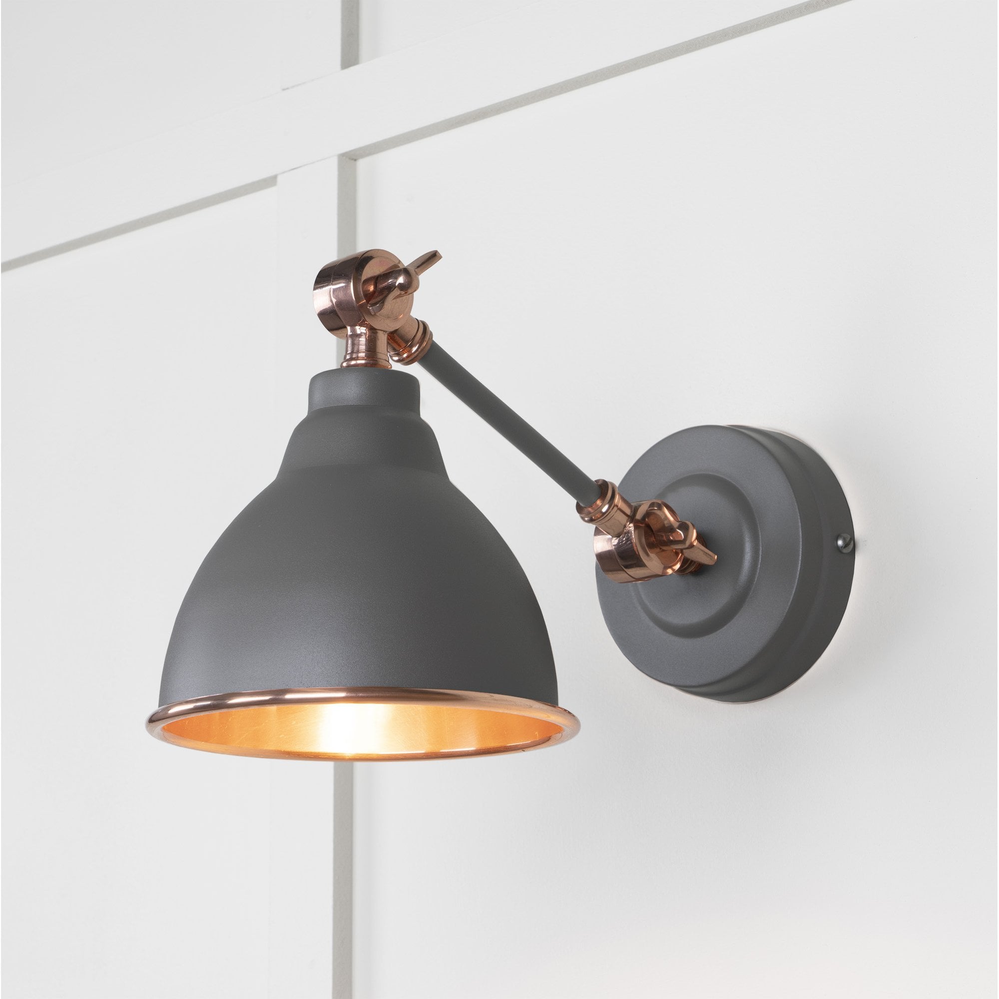 From The Anvil Smooth Copper Brindley Wall Light - Bluff (Warm Grey)
