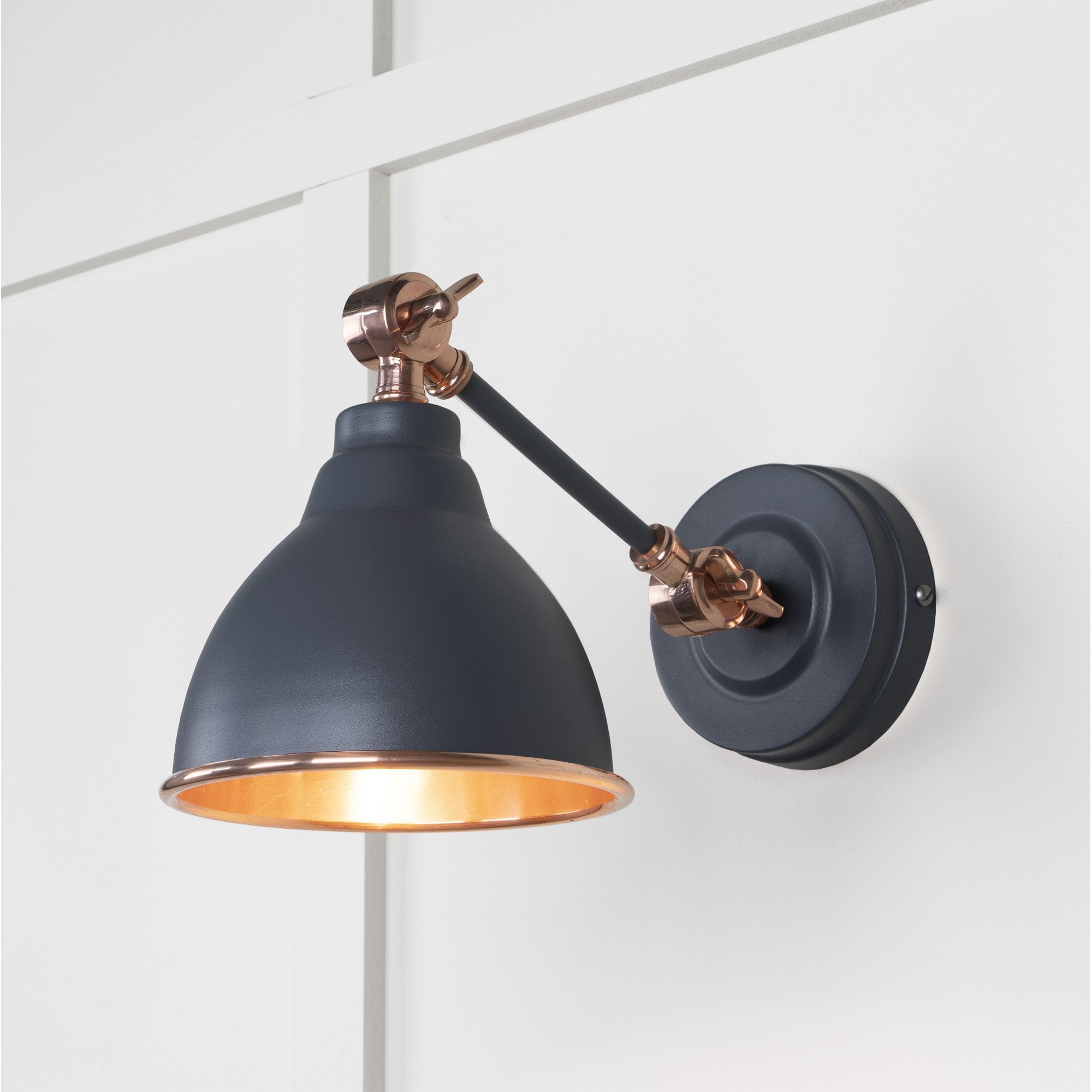 From The Anvil Smooth Copper Brindley Wall Light - Slate (Mid Grey)