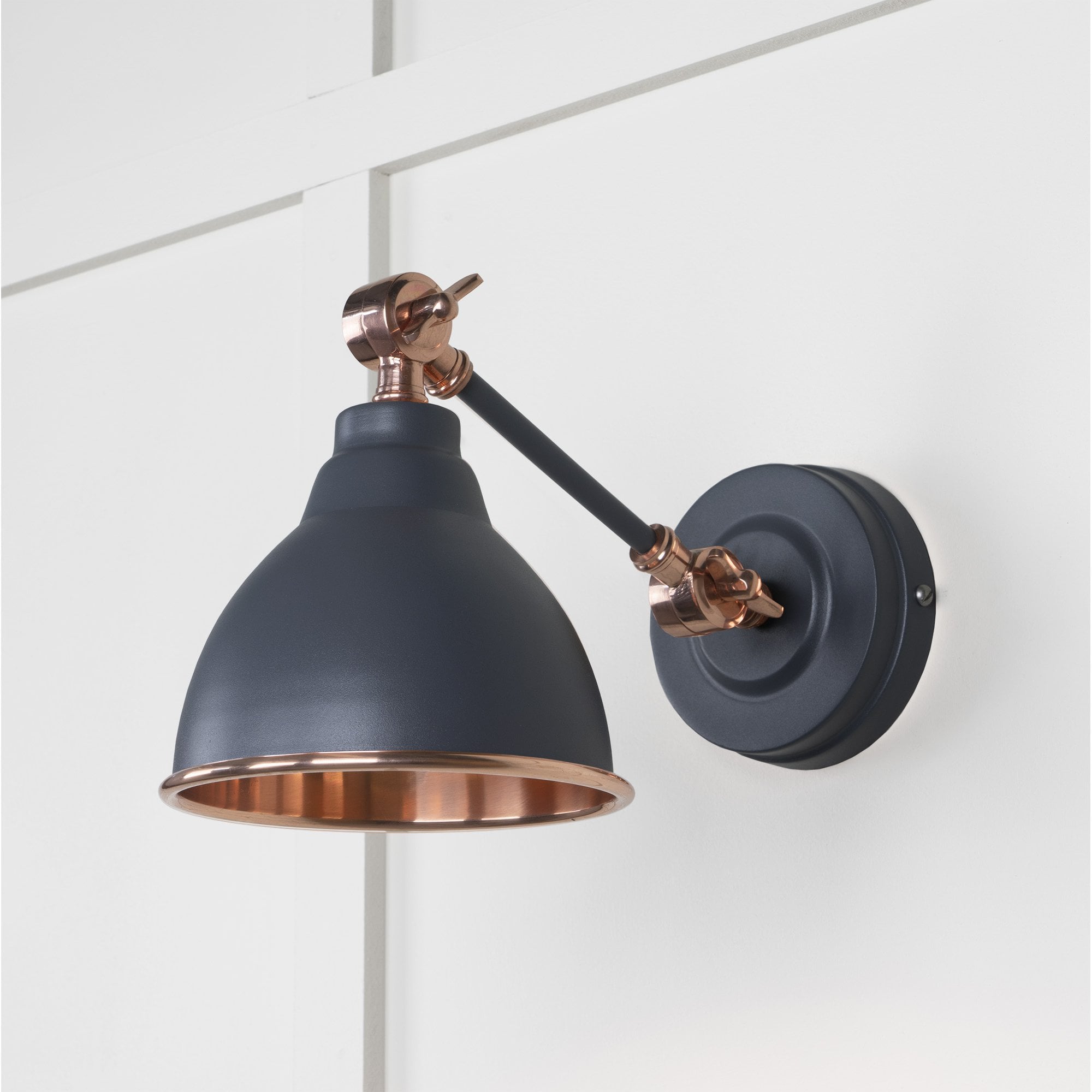 From The Anvil Smooth Copper Brindley Wall Light - Slate (Mid Grey)