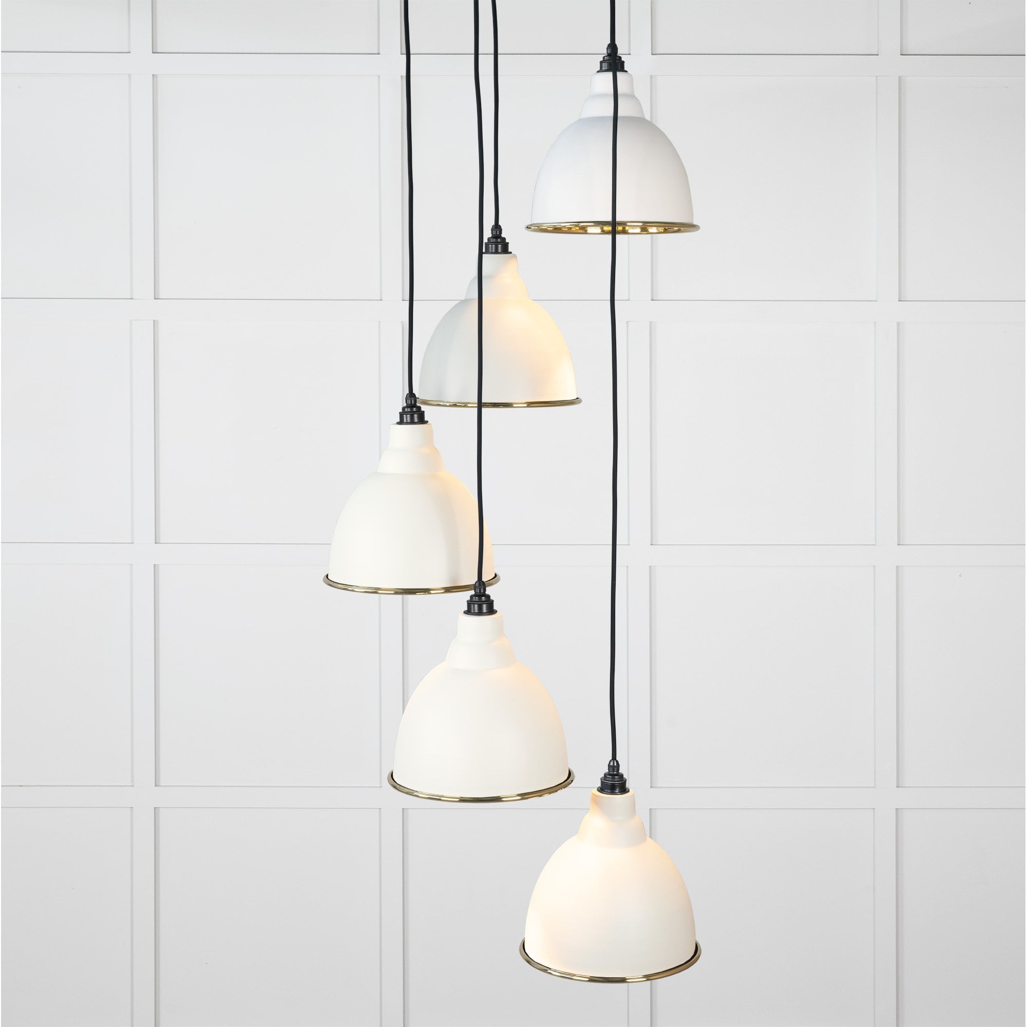 From The Anvil Smooth Brass Brindley Cluster Pendant - Teasel (Off White/Cream)