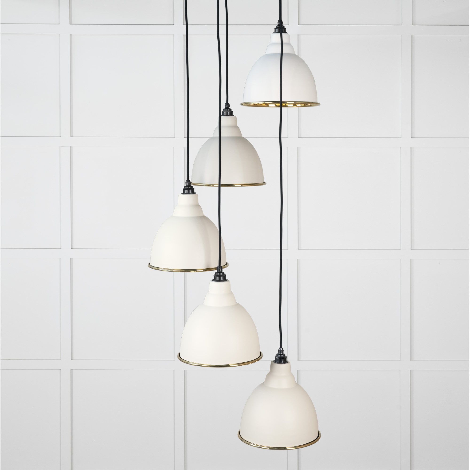 From The Anvil Smooth Brass Brindley Cluster Pendant - Teasel (Off White/Cream)