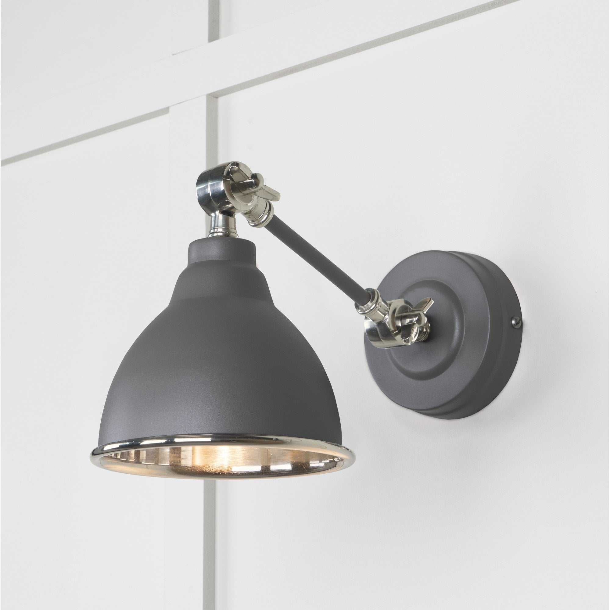 From The Anvil Smooth Nickel Brindley Wall Light - Bluff (Warm Grey)