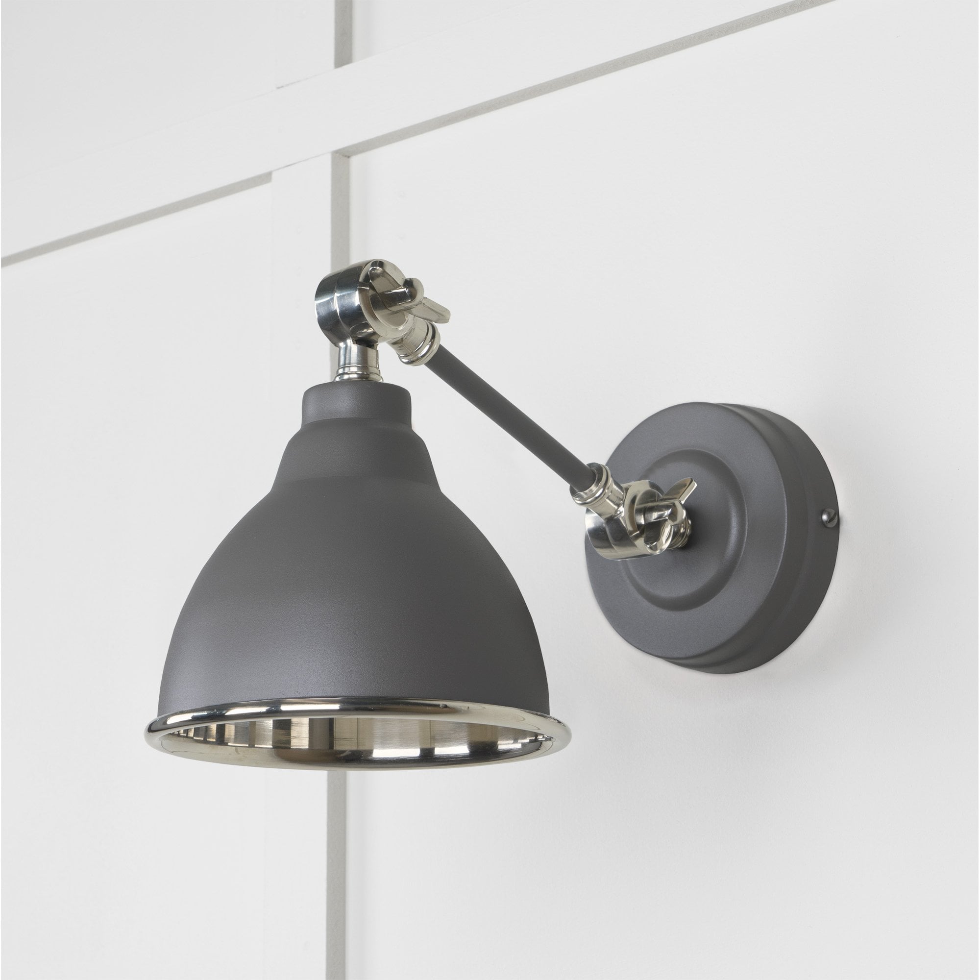 From The Anvil Smooth Nickel Brindley Wall Light - Bluff (Warm Grey)