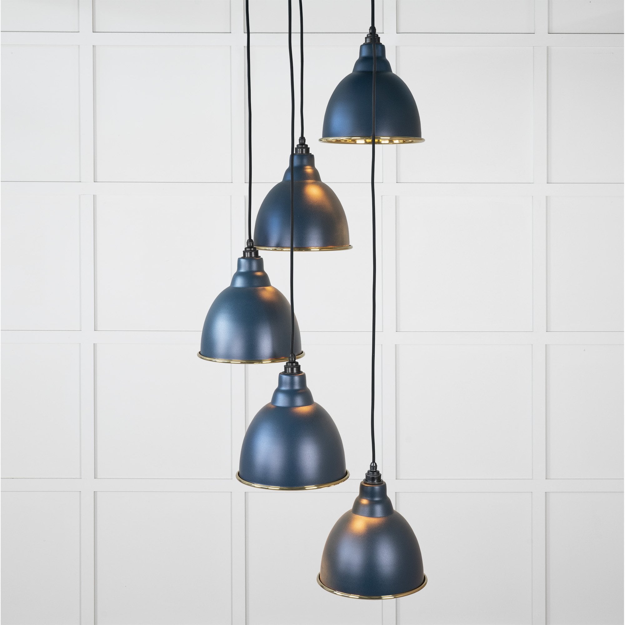 From The Anvil Smooth Brass Brindley Cluster Pendant - Dusk (Dark Blue/Grey)