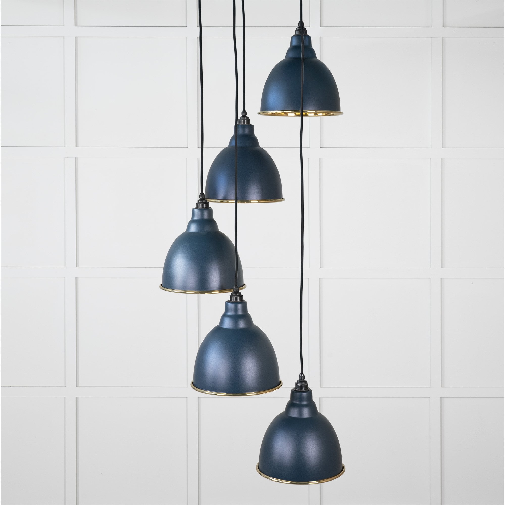 From The Anvil Smooth Brass Brindley Cluster Pendant - Dusk (Dark Blue/Grey)