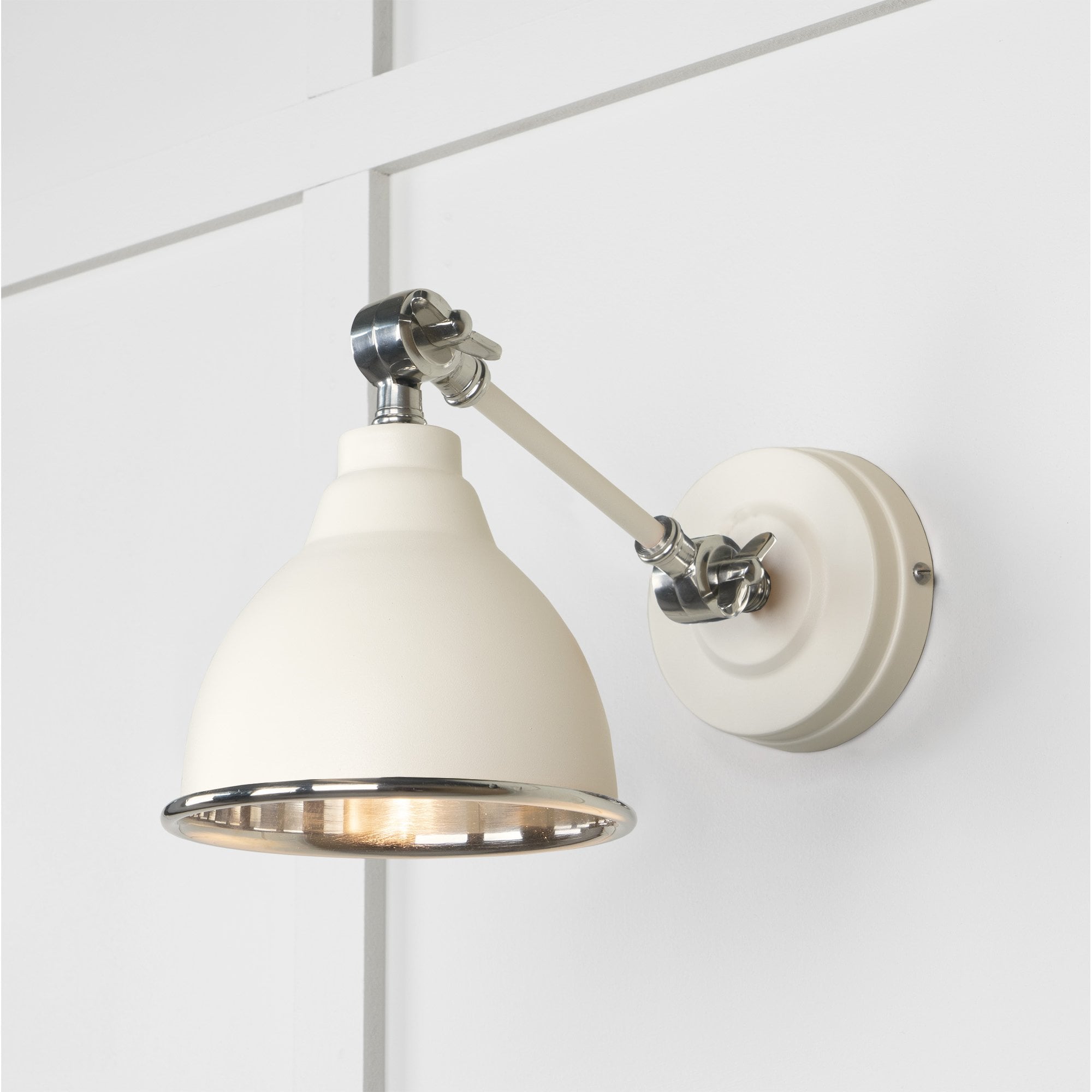 From The Anvil Smooth Nickel Brindley Wall Light - Teasel (Off White/Cream)