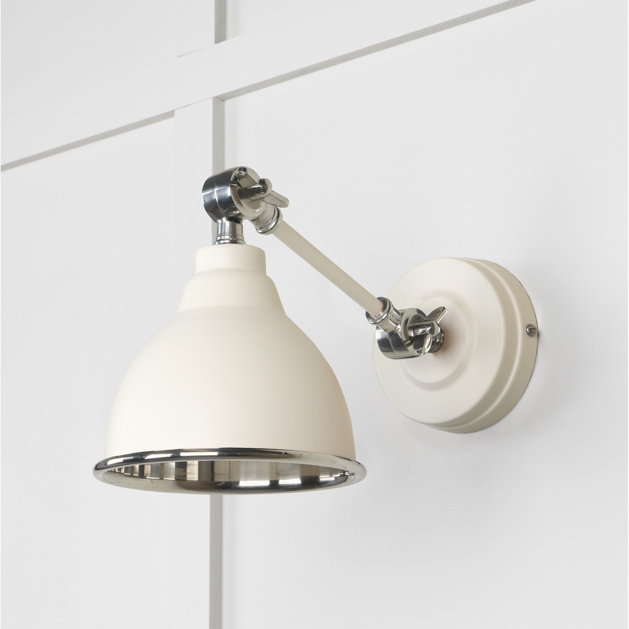 From The Anvil Smooth Nickel Brindley Wall Light - Teasel (Off White/Cream)