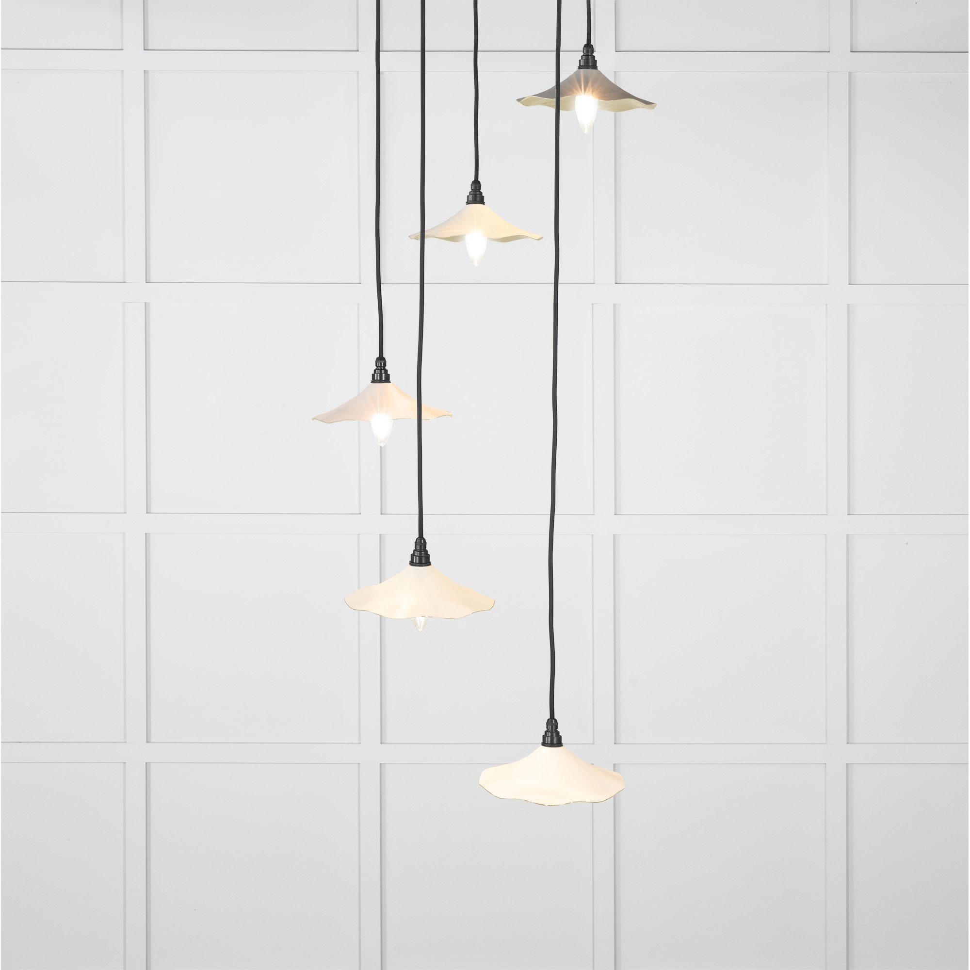 From The Anvil Smooth Brass Flora Cluster Pendant - Teasel (Off White/Cream)