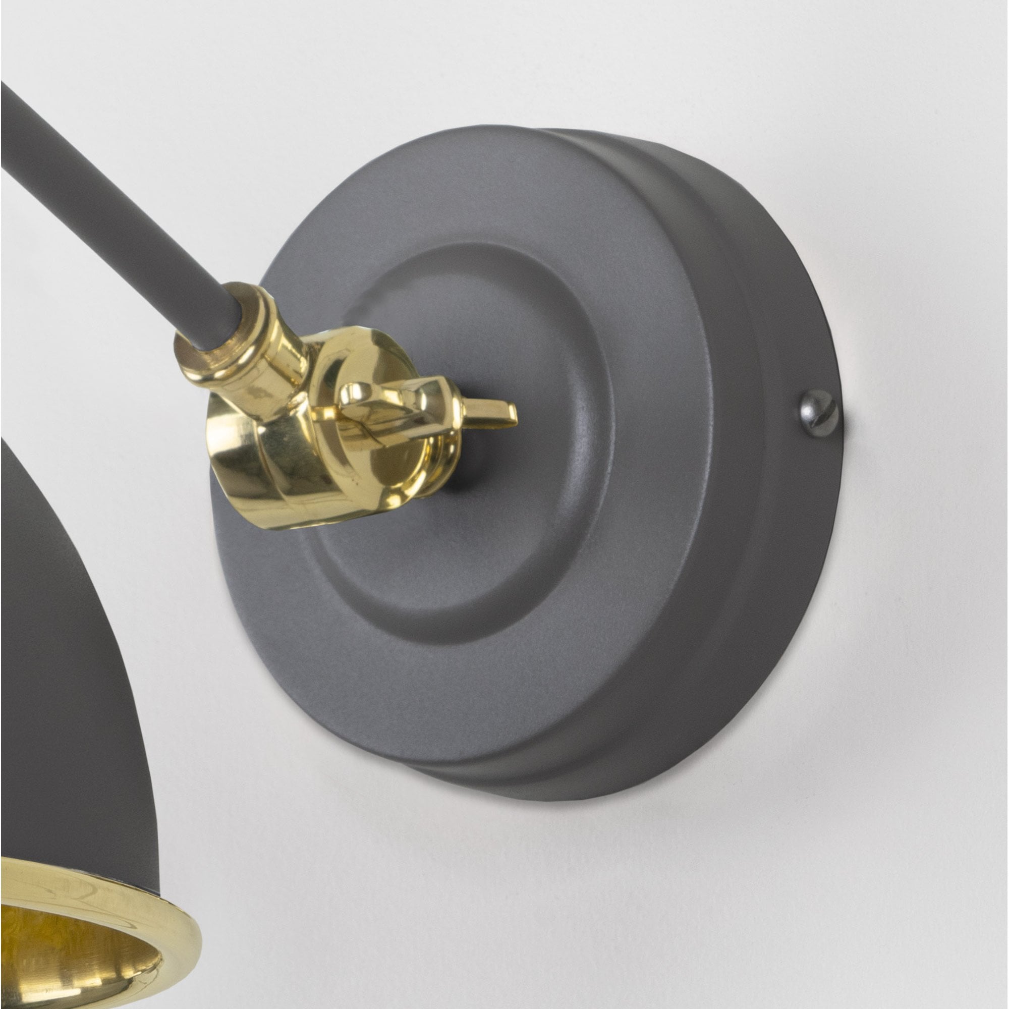 From The Anvil Smooth Brass Brindley Wall Light - Bluff (Warm Grey)