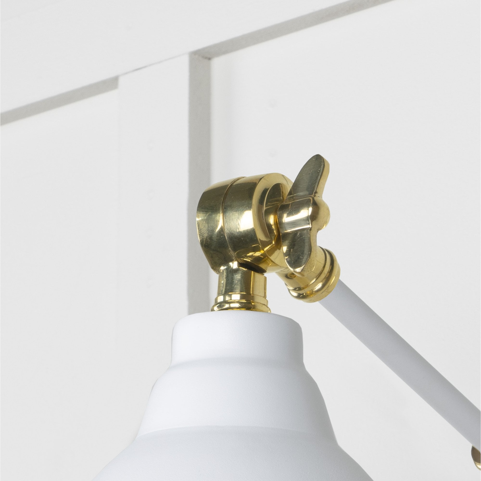 From The Anvil Smooth Brass Brindley Wall Light - Flock (Matt White)