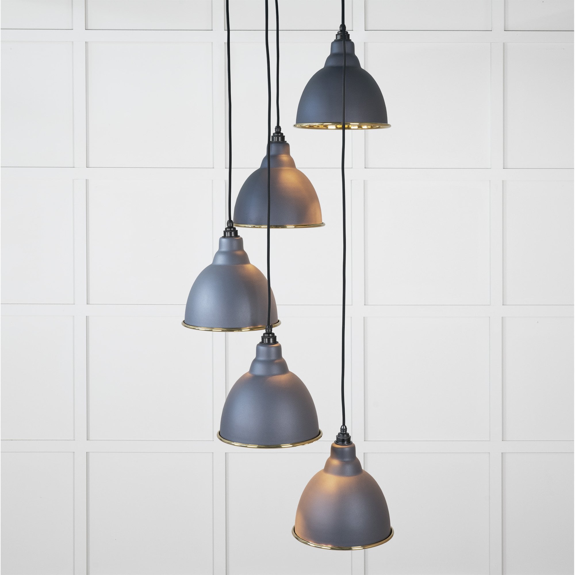 From The Anvil Hammered Brass Brindley Cluster Pendant - Slate (Mid Grey)