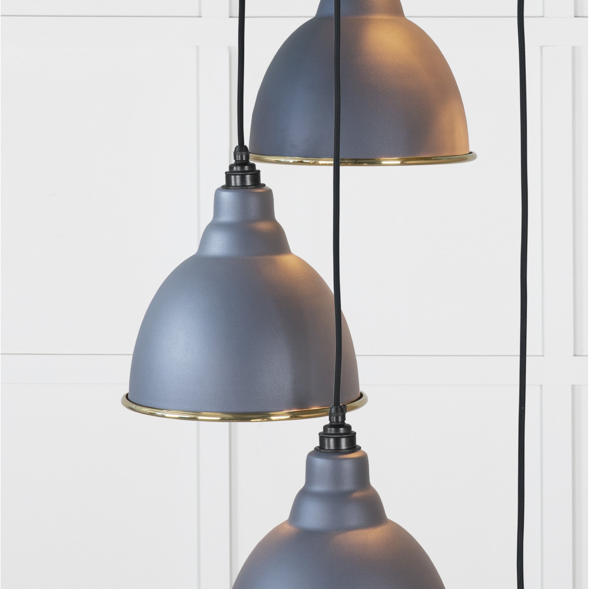 From The Anvil Hammered Brass Brindley Cluster Pendant - Slate (Mid Grey)
