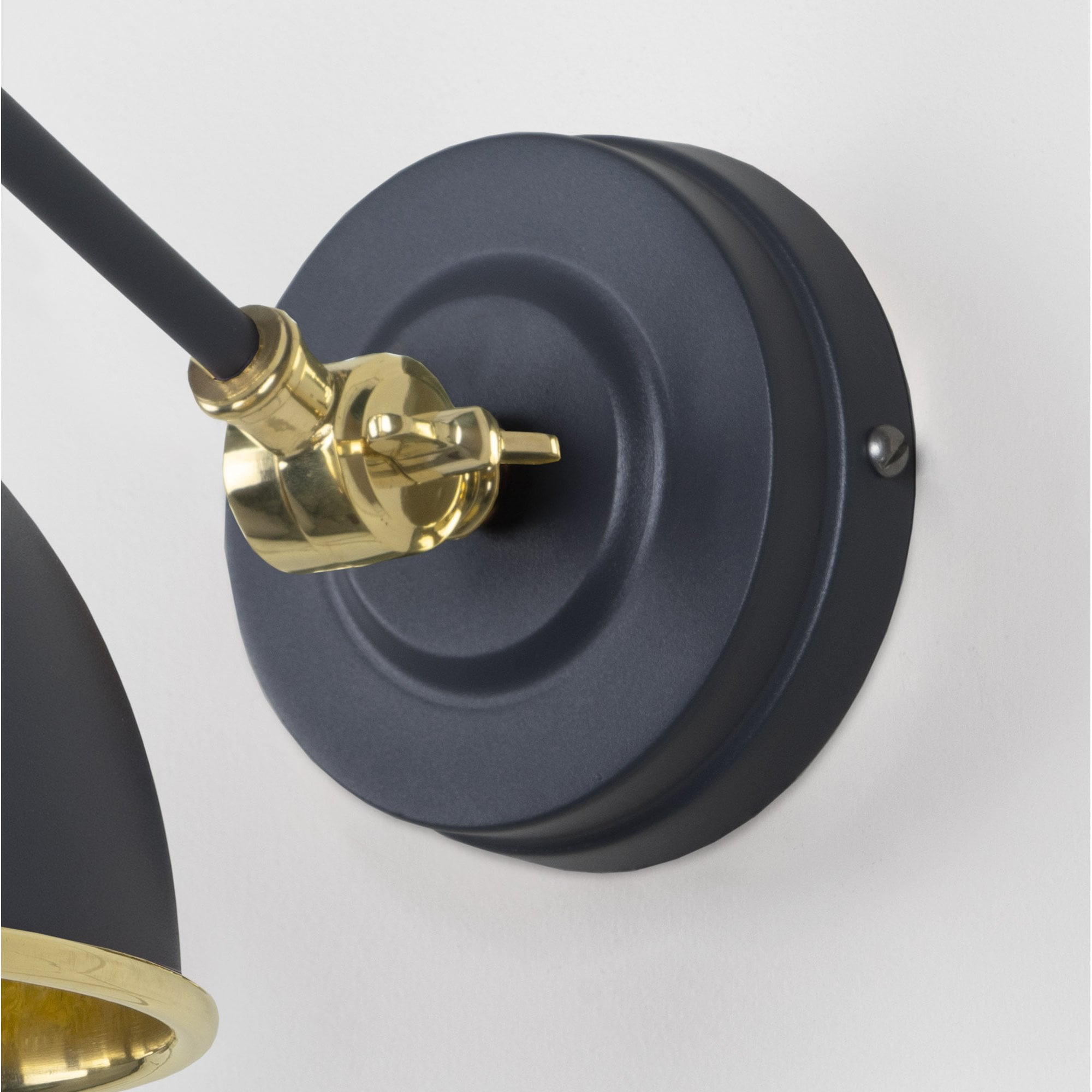 From The Anvil Smooth Brass Brindley Wall Light - Slate (Mid Grey)