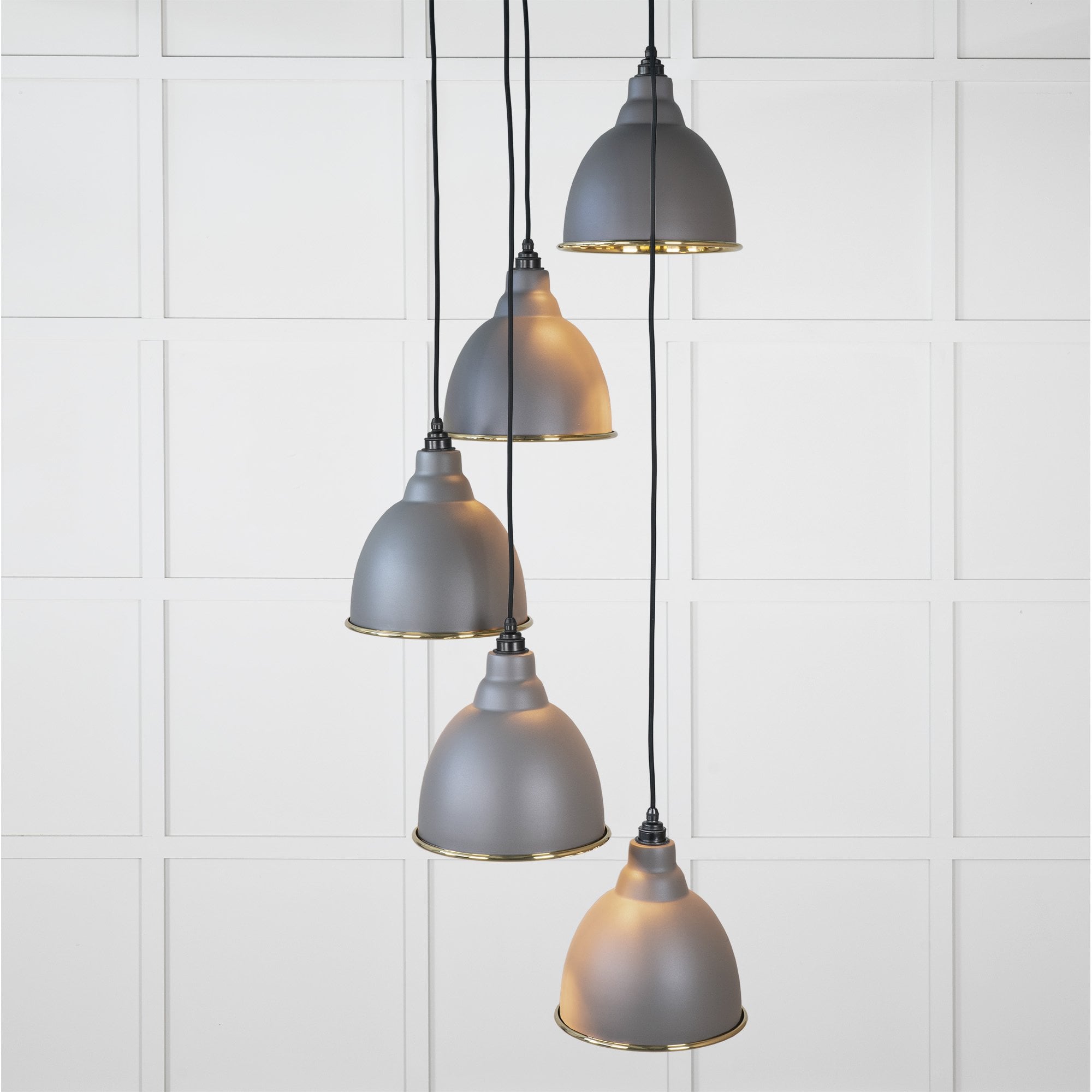 From The Anvil Hammered Brass Brindley Cluster Pendant - Bluff (Warm Grey)