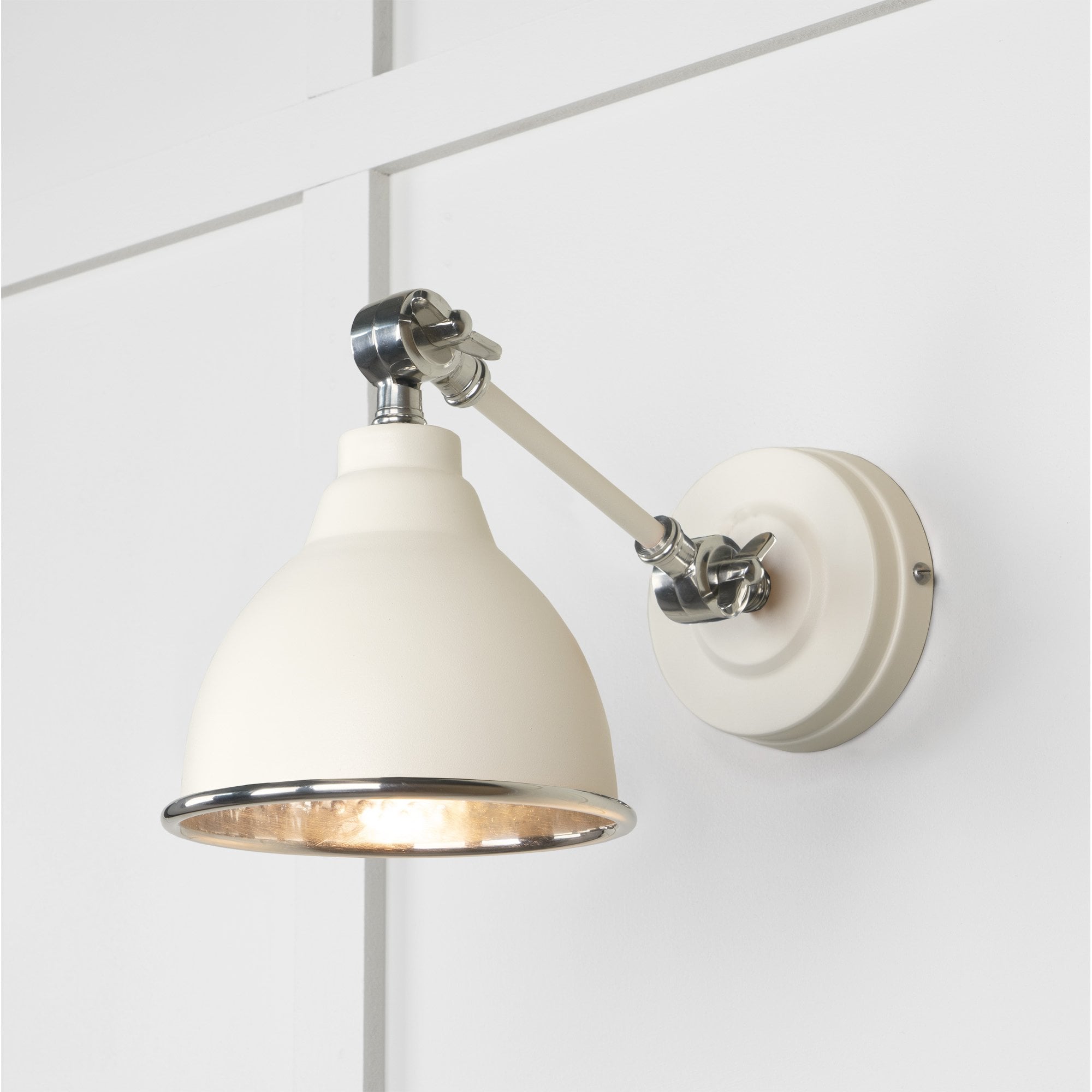 From The Anvil Hammered Nickel Brindley Wall Light - Teasel (Off White/Cream)
