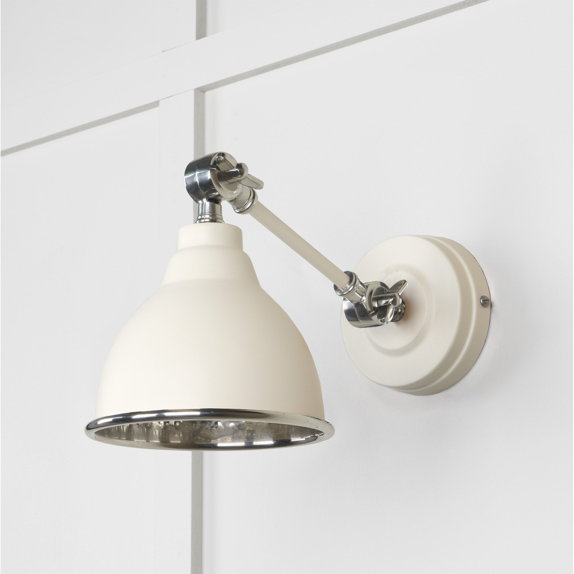From The Anvil Hammered Nickel Brindley Wall Light - Teasel (Off White/Cream)