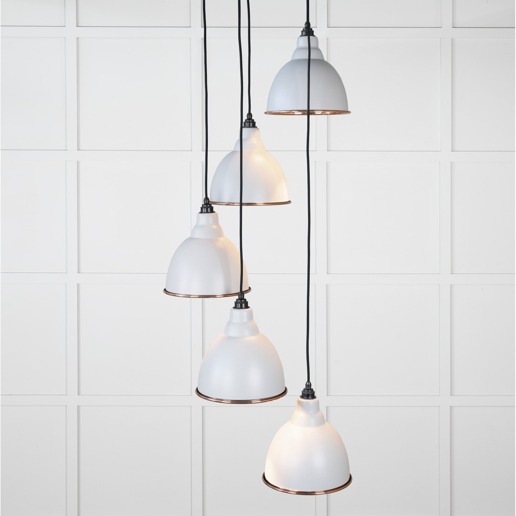 From The Anvil Hammered Copper Brindley Cluster Pendant - Birch (Pale Grey)