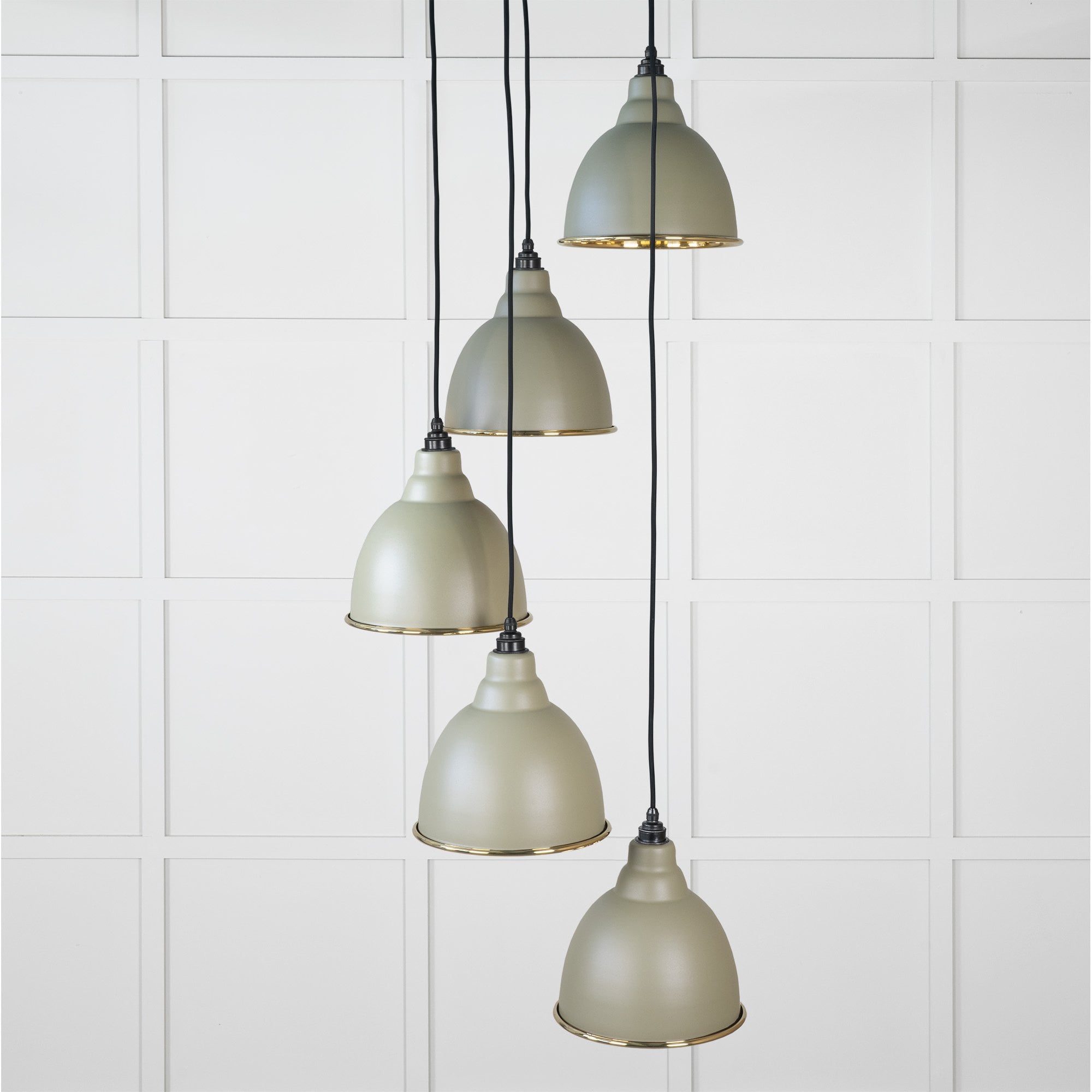 From The Anvil Smooth Brass Brindley Cluster Pendant - Tump (Pale Green)