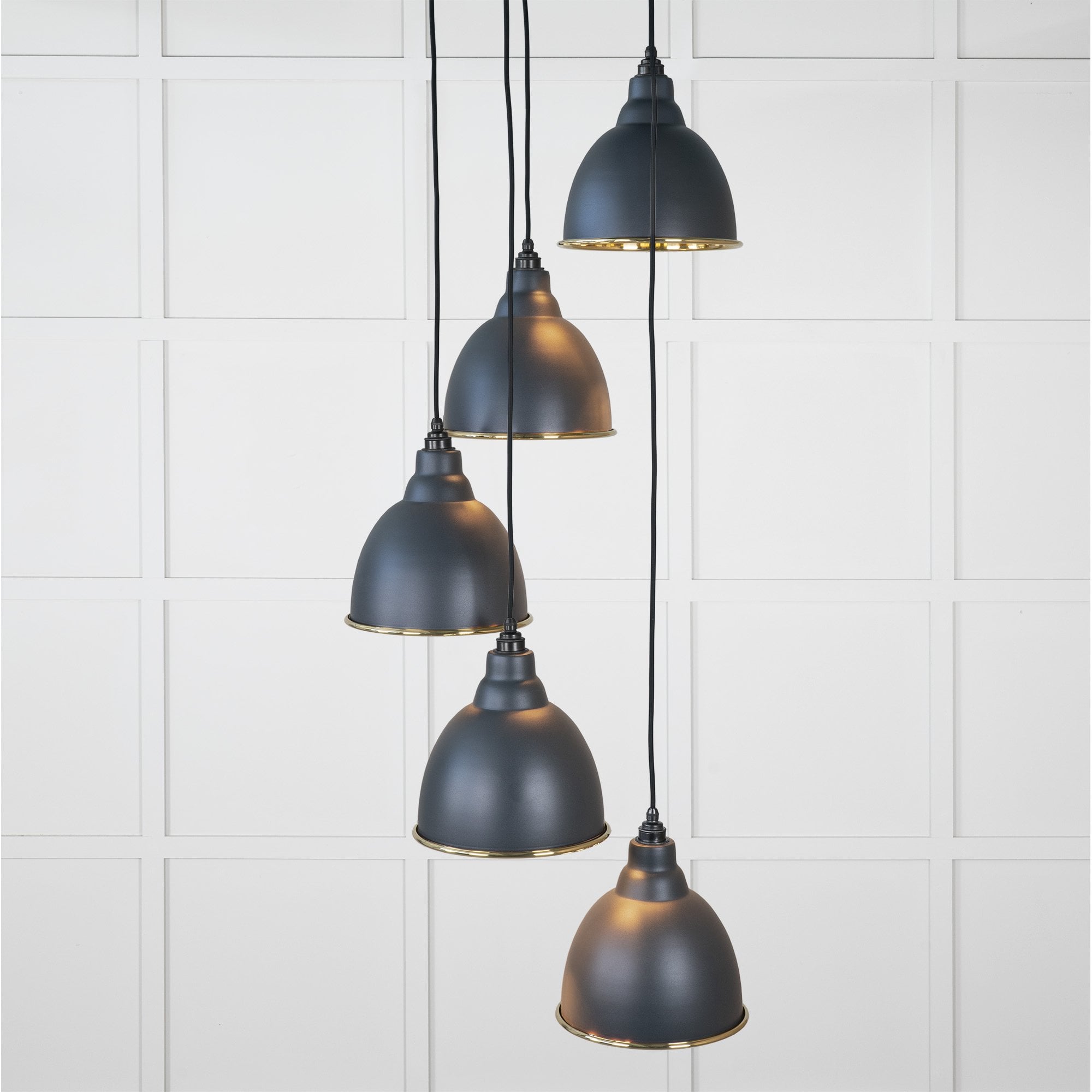 From The Anvil Smooth Brass Brindley Cluster Pendant - Soot (Dark Grey)