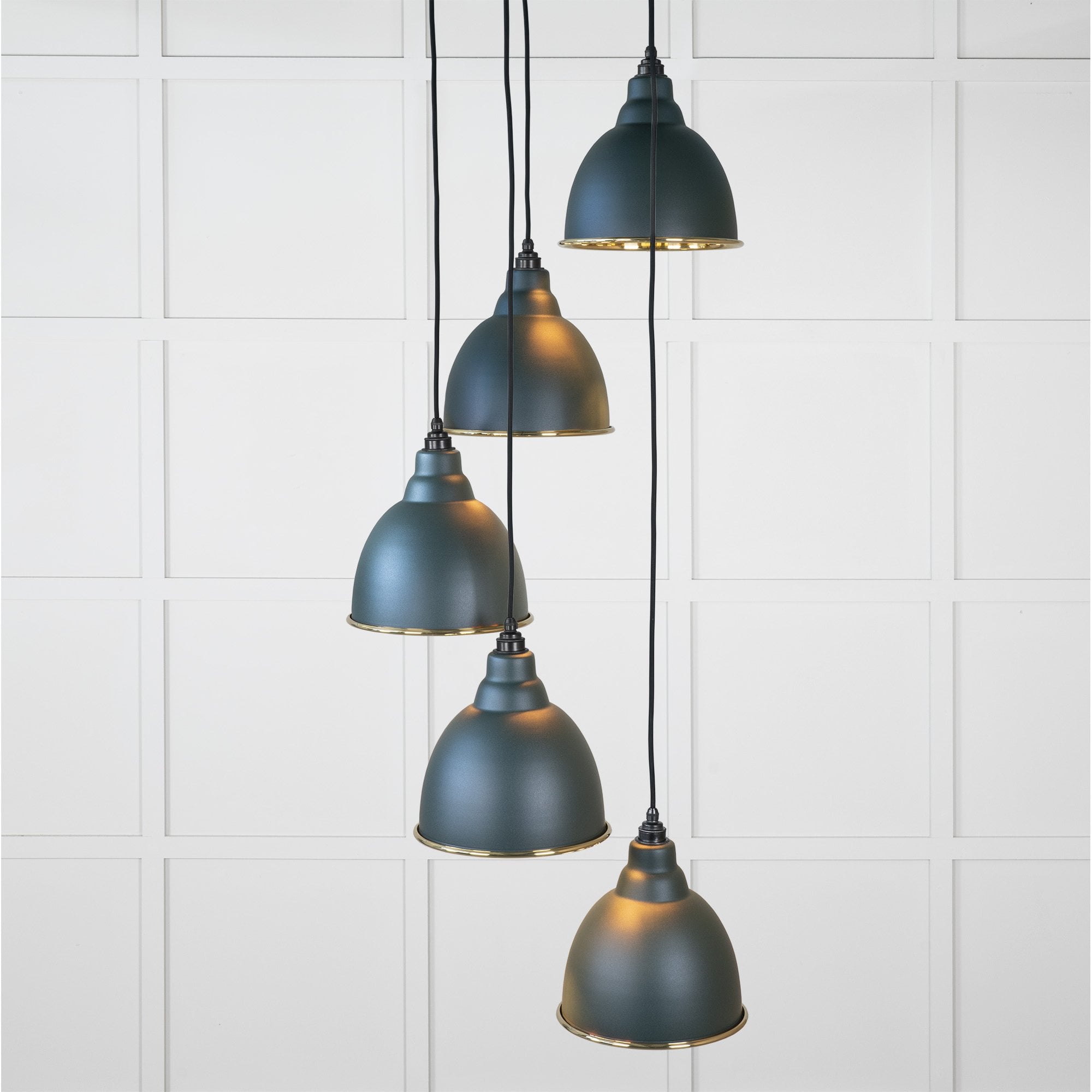 From The Anvil Smooth Brass Brindley Cluster Pendant - Dingle (Rich Green)
