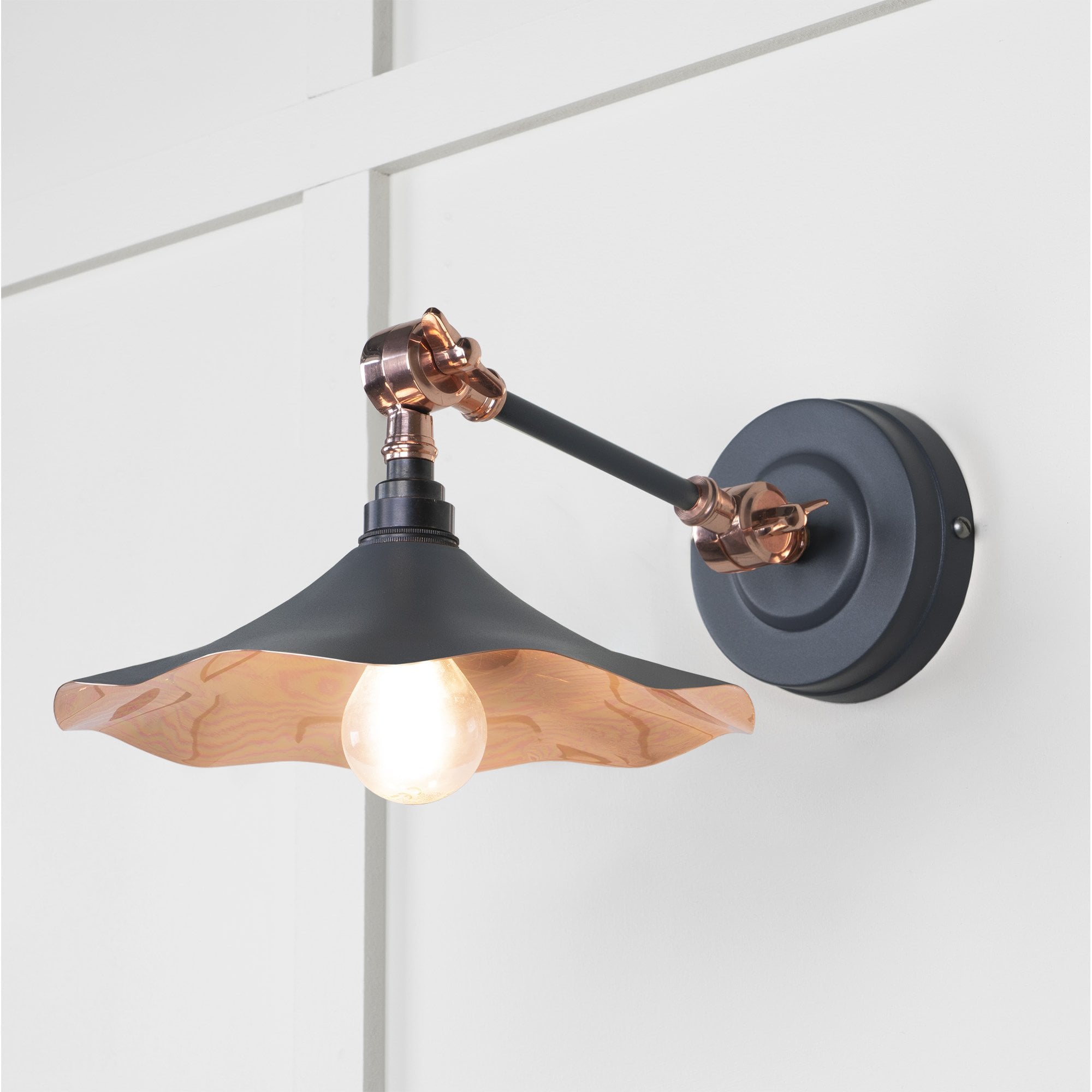 From The Anvil Smooth Copper Flora Wall Light - Slate (Mid Grey)
