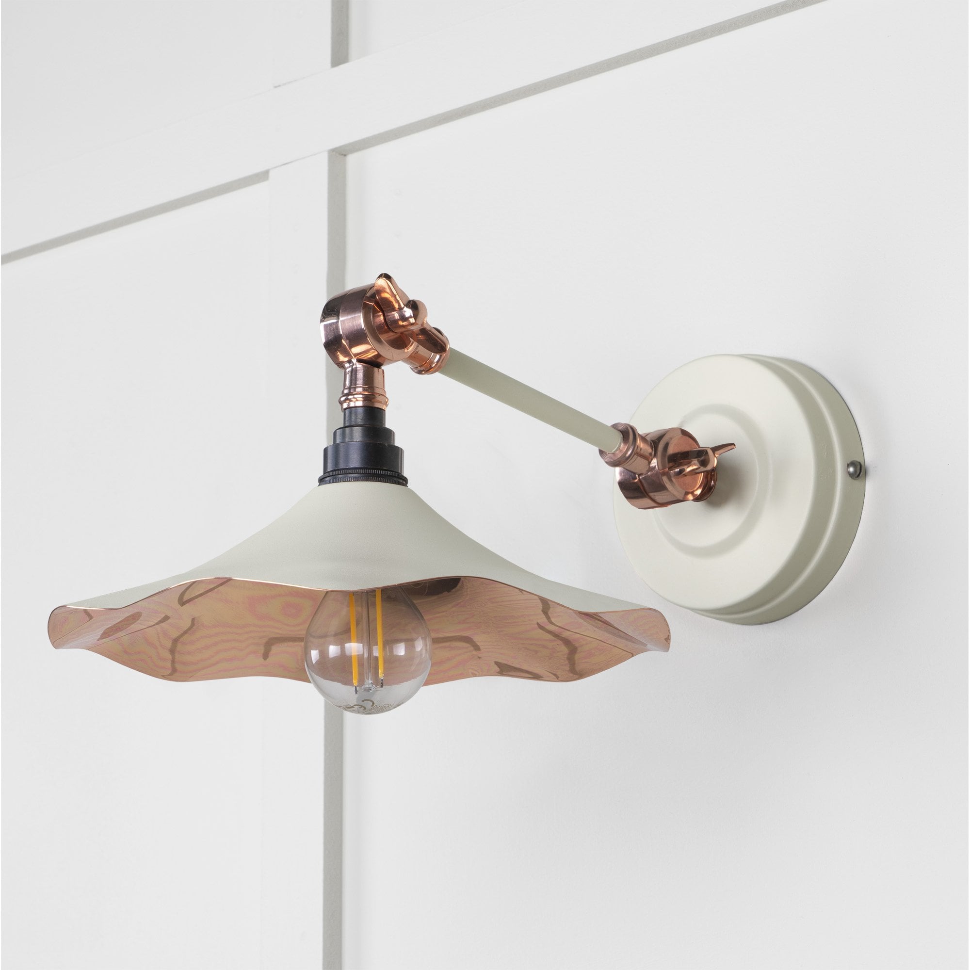 From The Anvil Smooth Copper Flora Wall Light - Teasel (Off White/Cream)