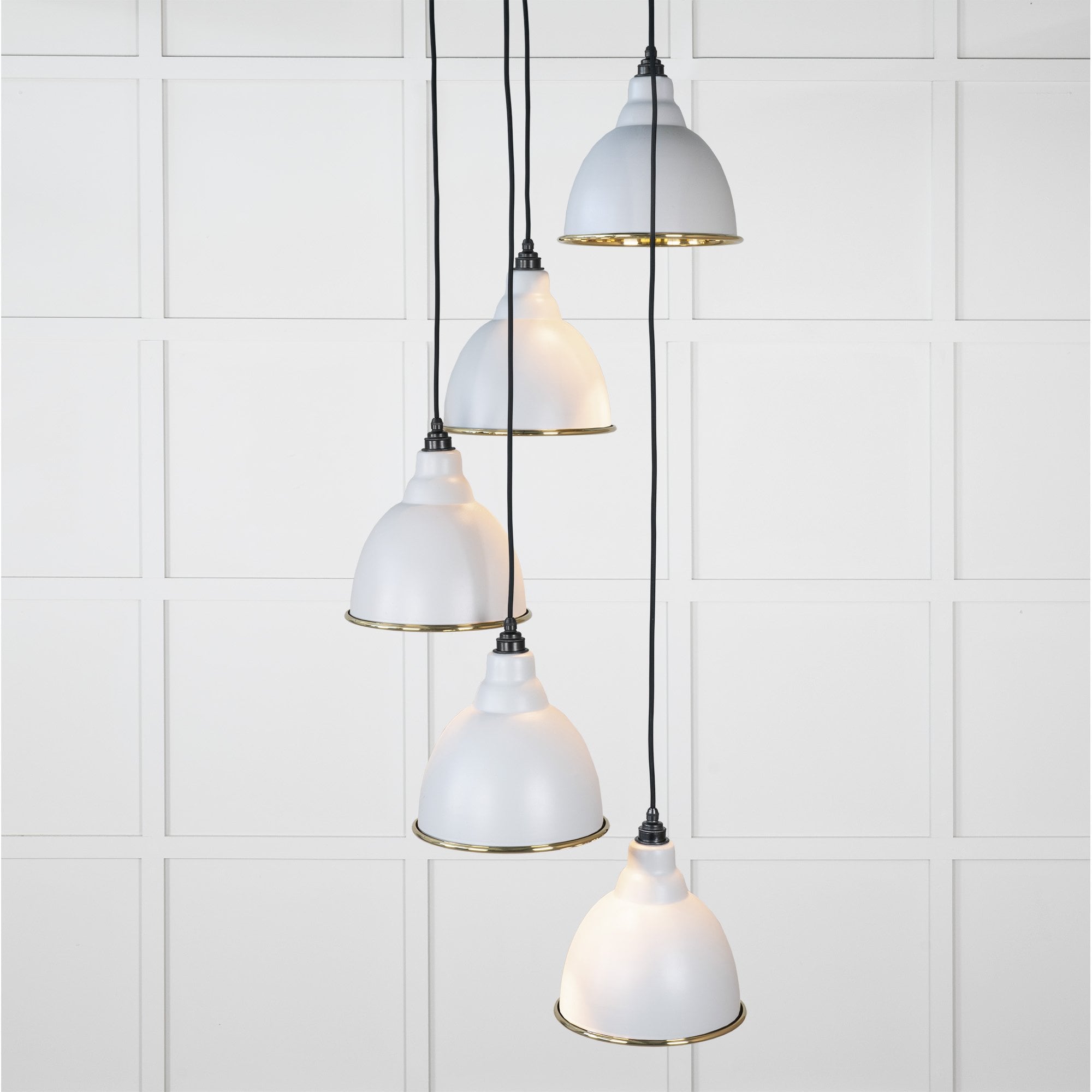 From The Anvil Smooth Brass Brindley Cluster Pendant - Birch (Pale Grey)