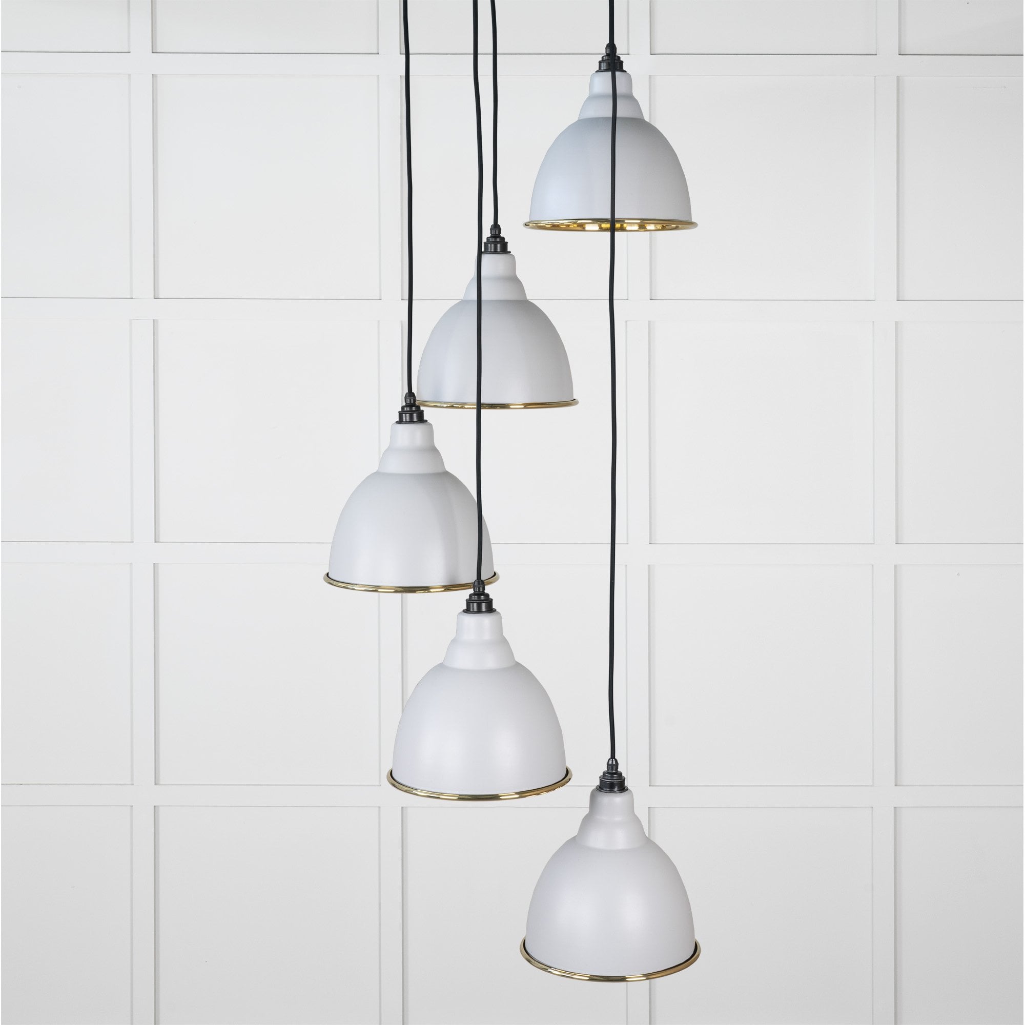 From The Anvil Smooth Brass Brindley Cluster Pendant - Birch (Pale Grey)