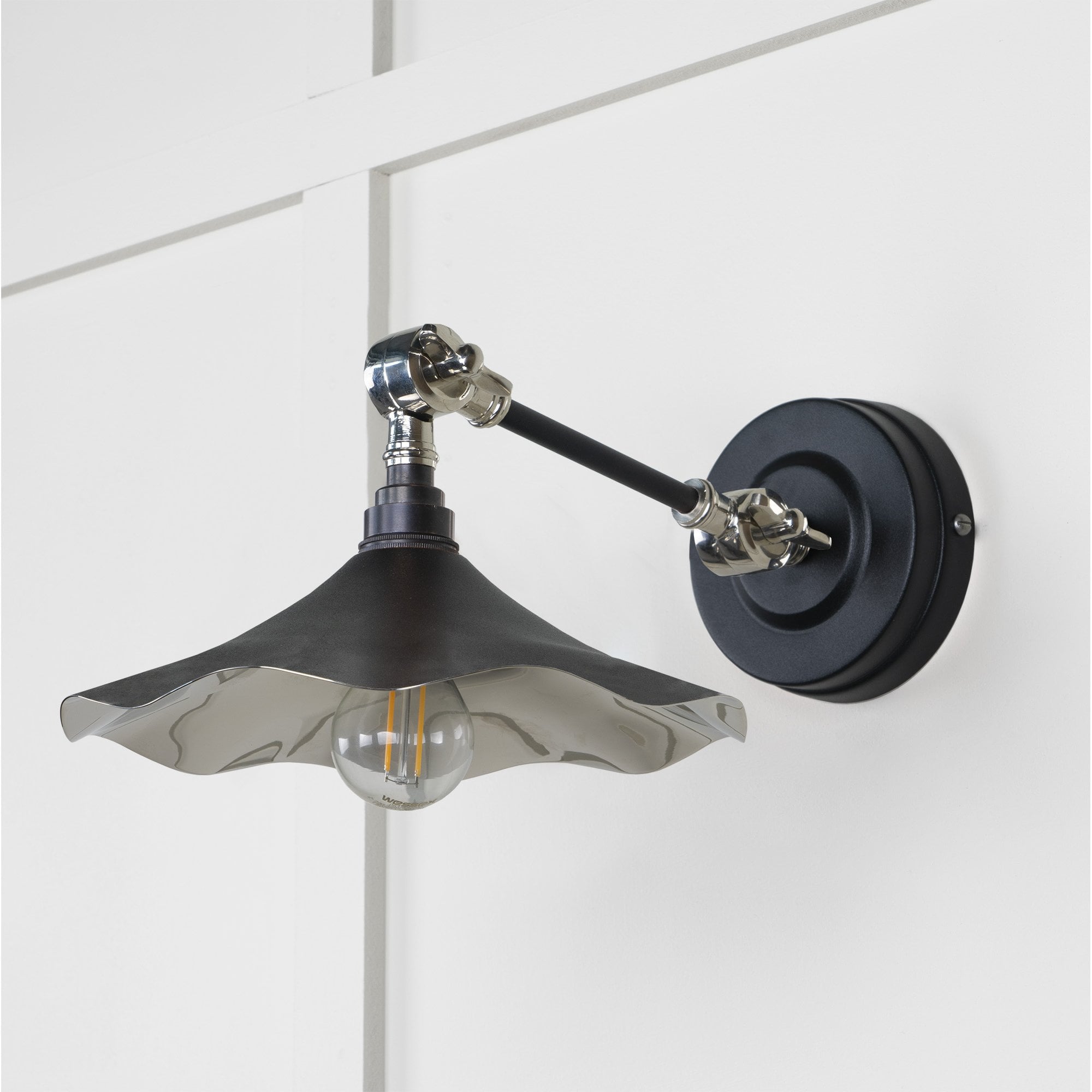 From The Anvil Smooth Nickel Flora Wall Light - Elan Black