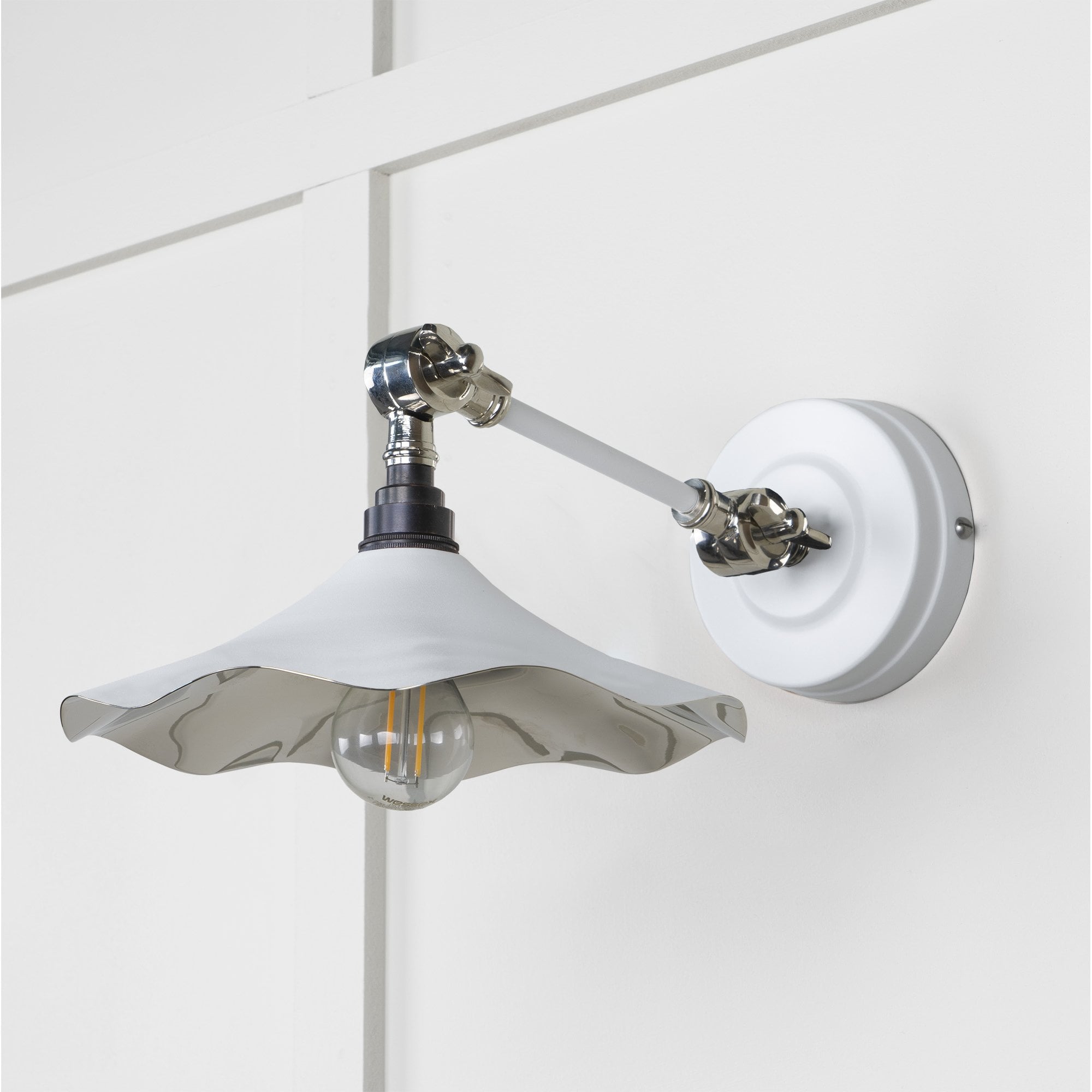 From The Anvil Smooth Nickel Flora Wall Light - Flock (Matt White)