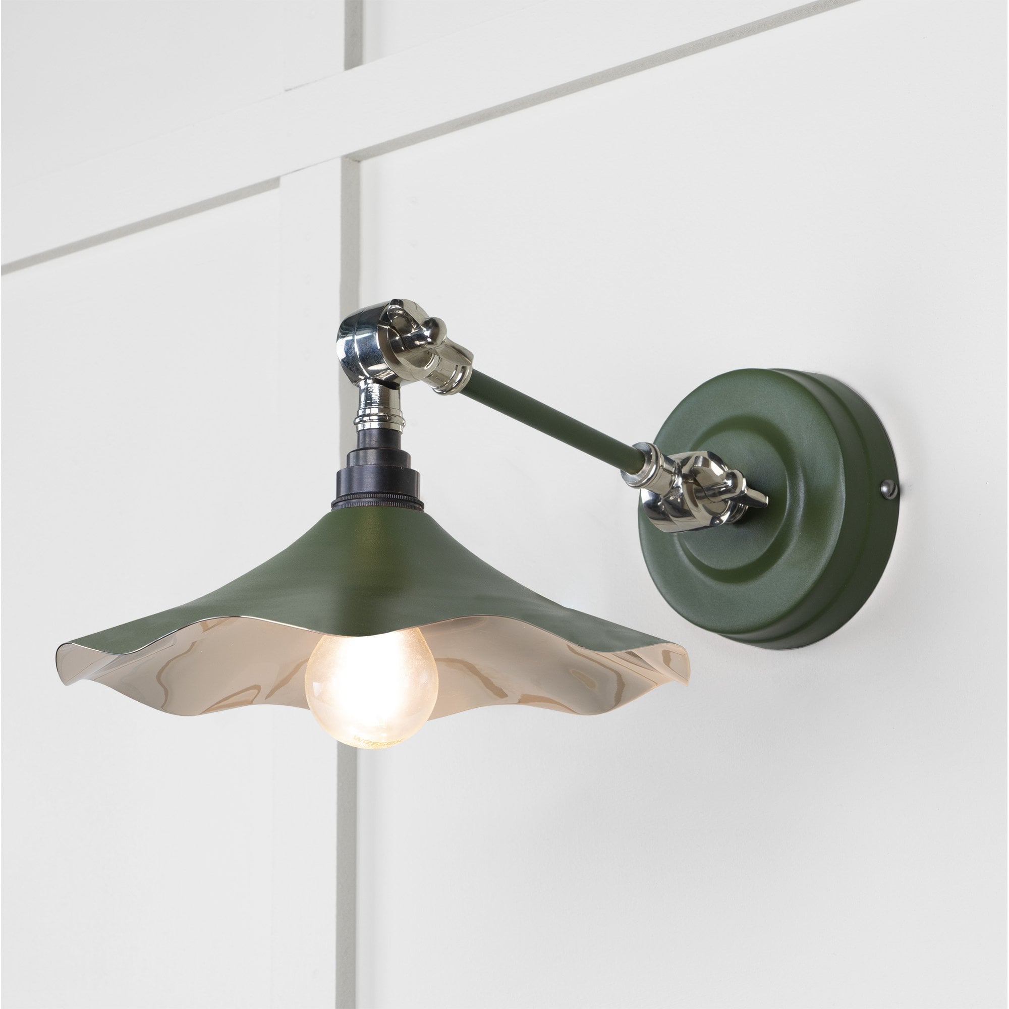 From The Anvil Smooth Nickel Flora Wall Light - Heath (Earthy Green)