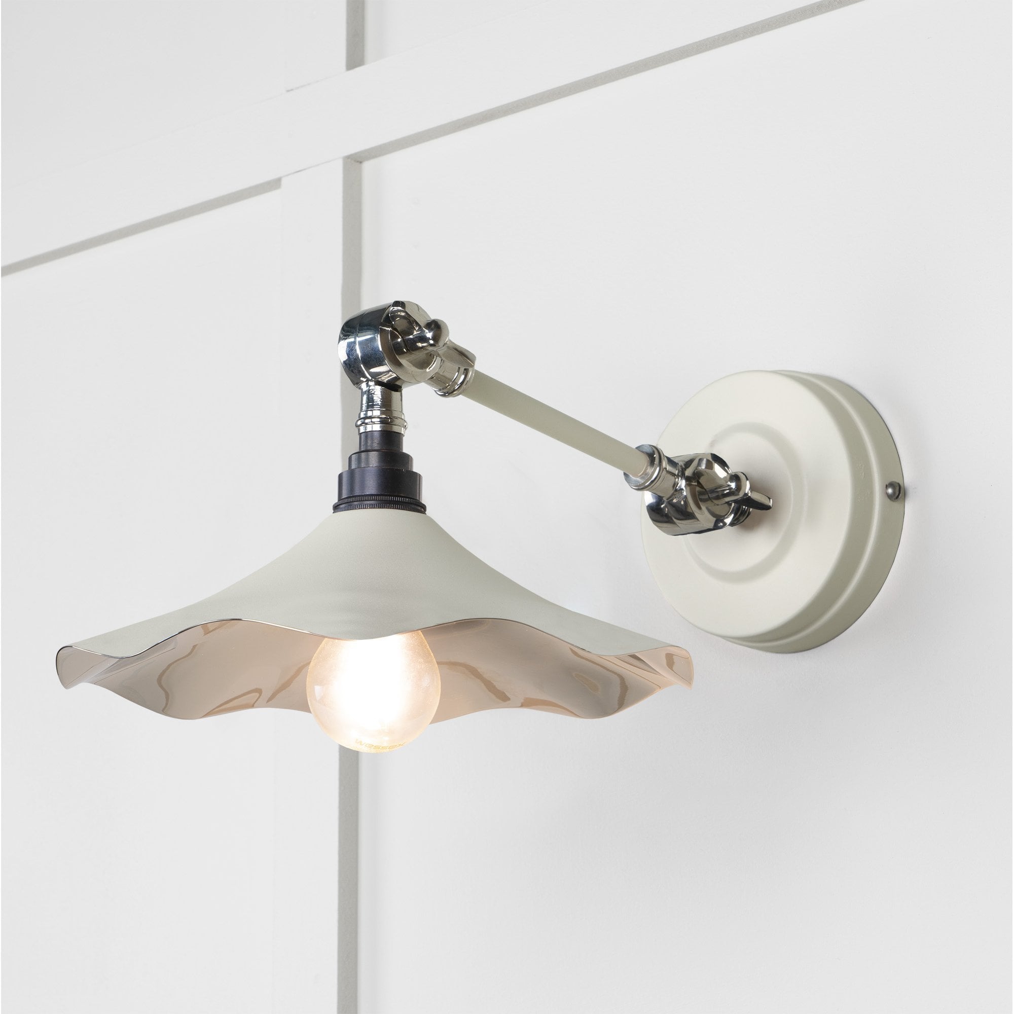 From The Anvil Smooth Nickel Flora Wall Light - Teasel (Off White/Cream)