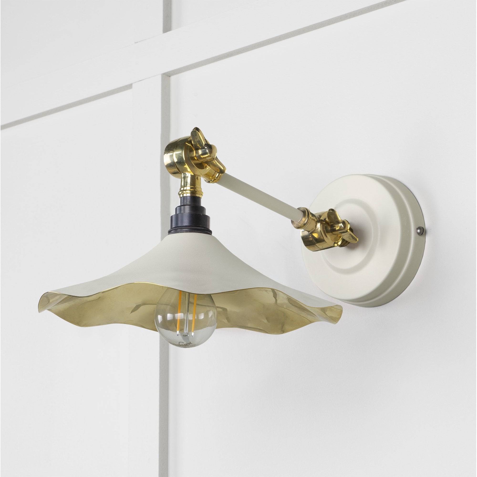 From The Anvil Smooth Brass Flora Wall Light - Teasel (Off White/Cream)