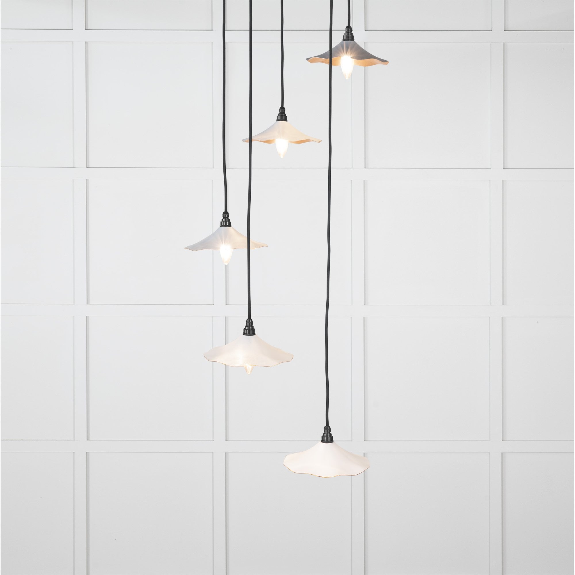 From The Anvil Smooth Copper Flora Cluster Pendant - Birch (Pale Grey)