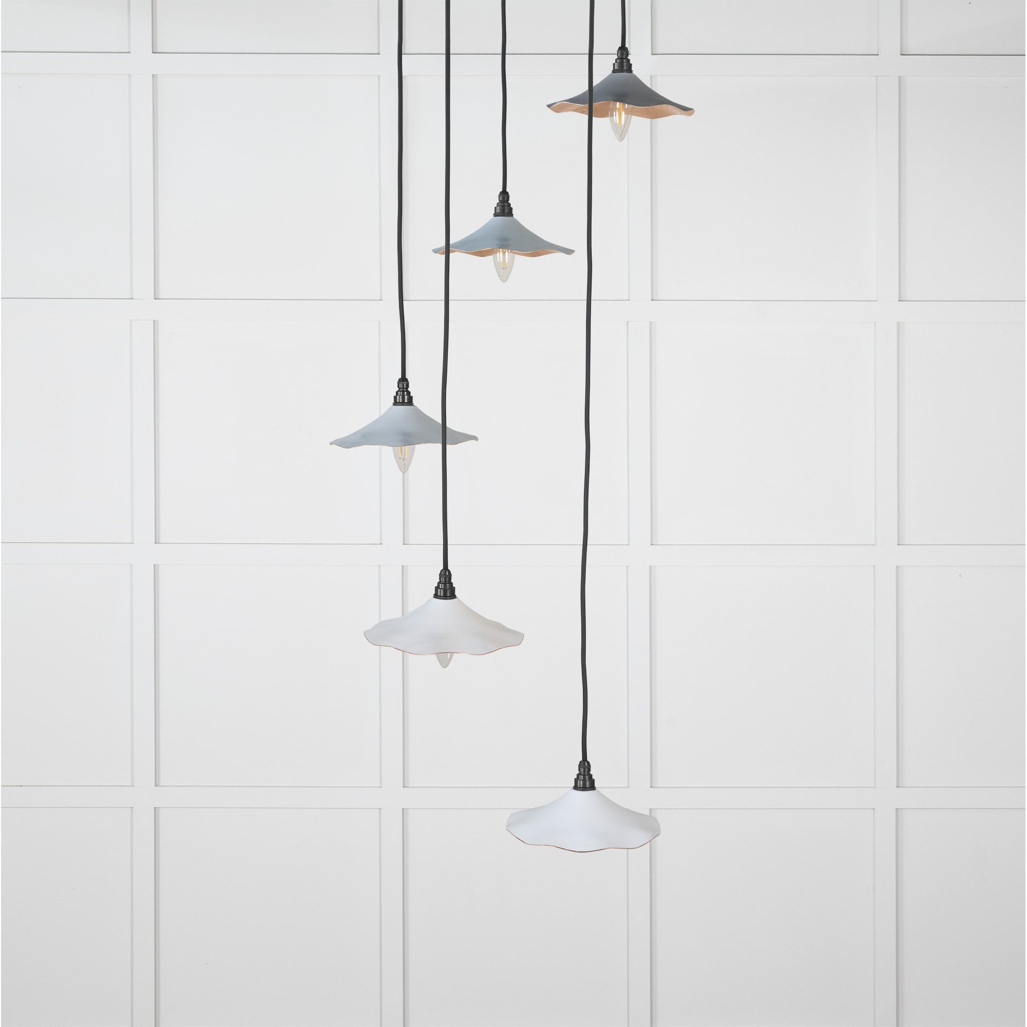 From The Anvil Smooth Copper Flora Cluster Pendant - Birch (Pale Grey)