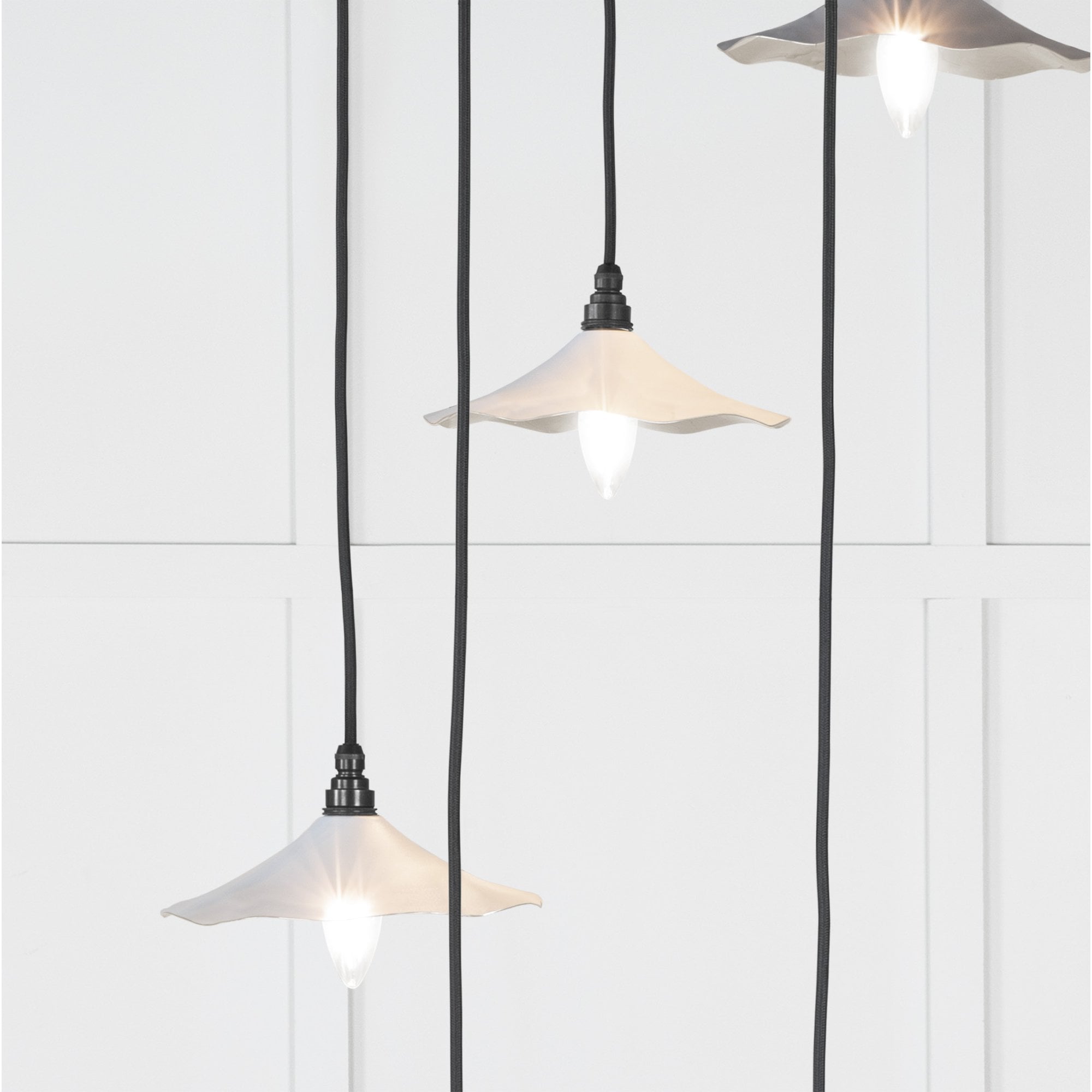 From The Anvil Smooth Nickel Flora Cluster Pendant - Birch (Pale Grey)