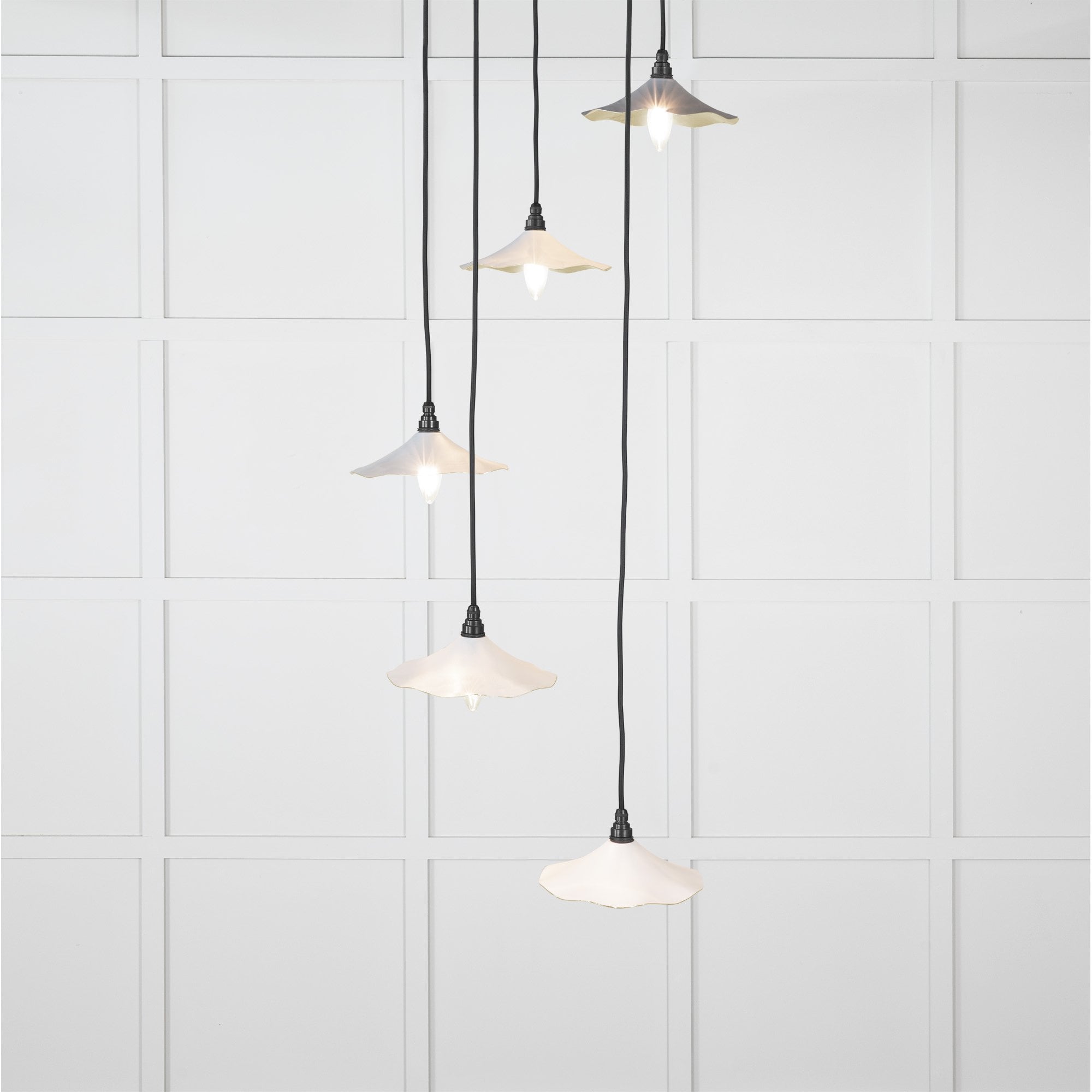 From The Anvil Smooth Brass Flora Cluster Pendant - Birch (Pale Grey)
