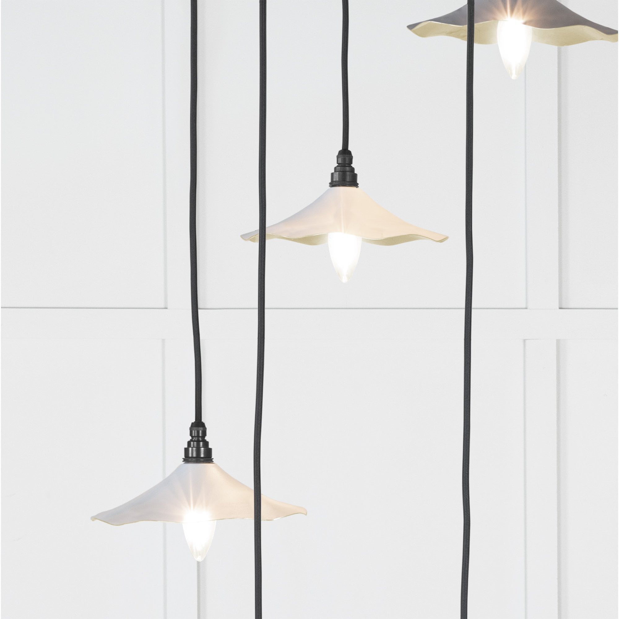 From The Anvil Smooth Brass Flora Cluster Pendant - Birch (Pale Grey)