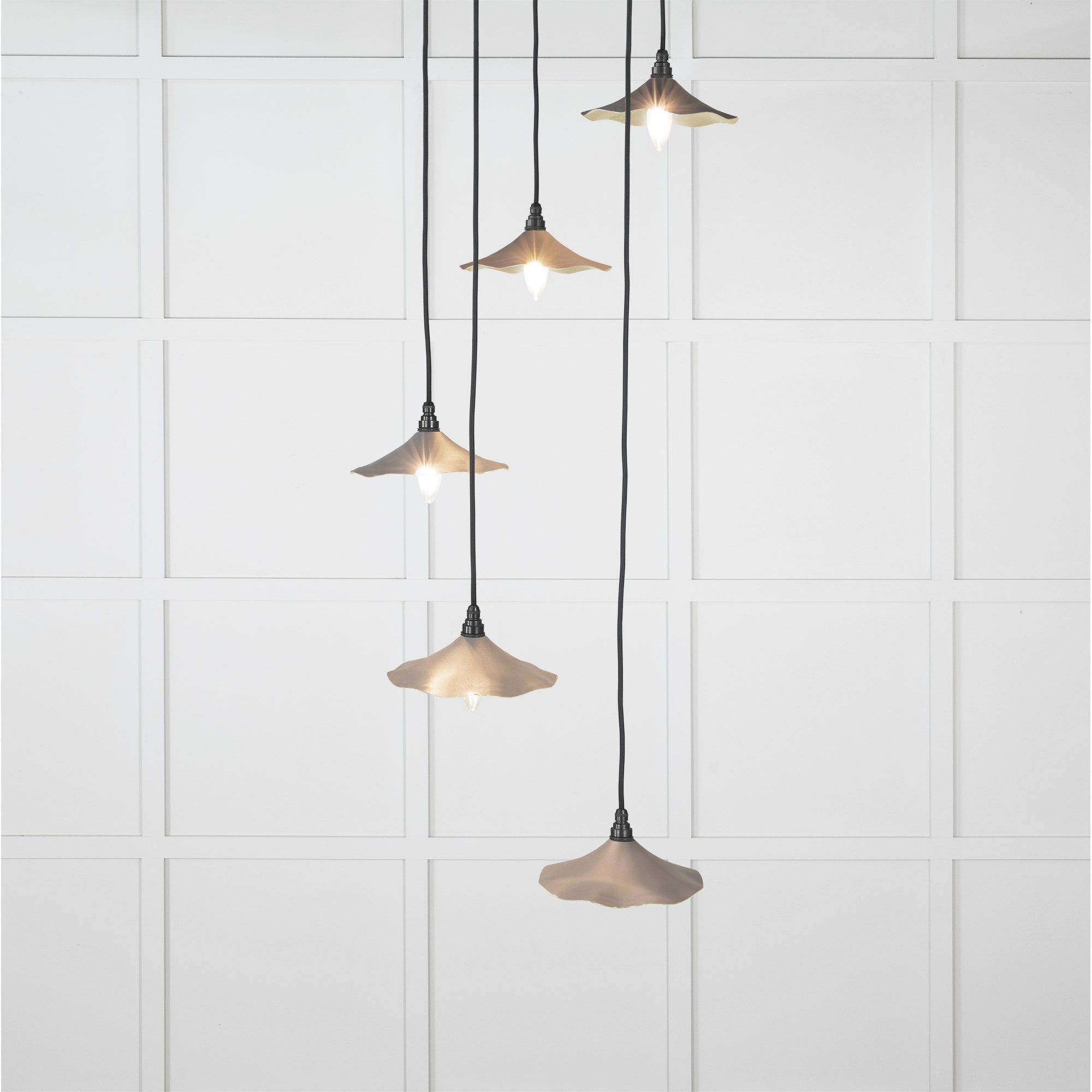 From The Anvil Smooth Brass Flora Cluster Pendant - Bluff (Warm Grey)