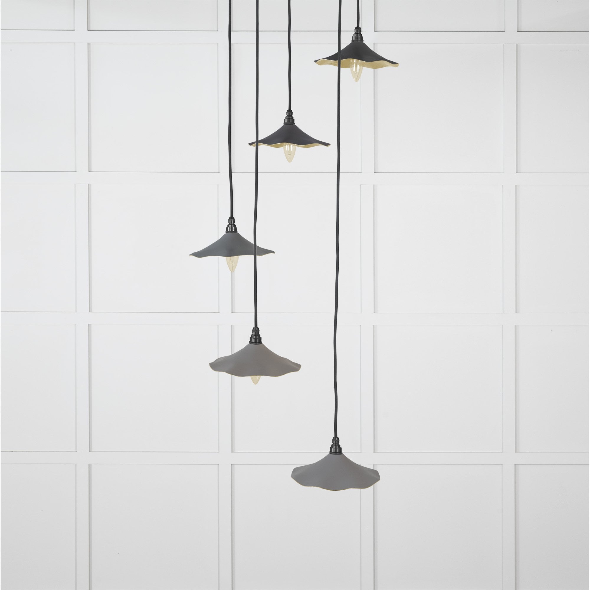 From The Anvil Smooth Brass Flora Cluster Pendant - Bluff (Warm Grey)