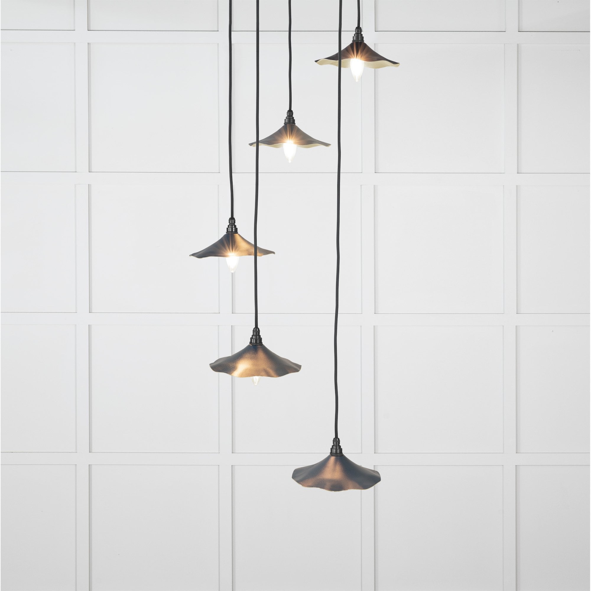 From The Anvil Smooth Brass Flora Cluster Pendant - Dusk (Dark Blue/Grey)
