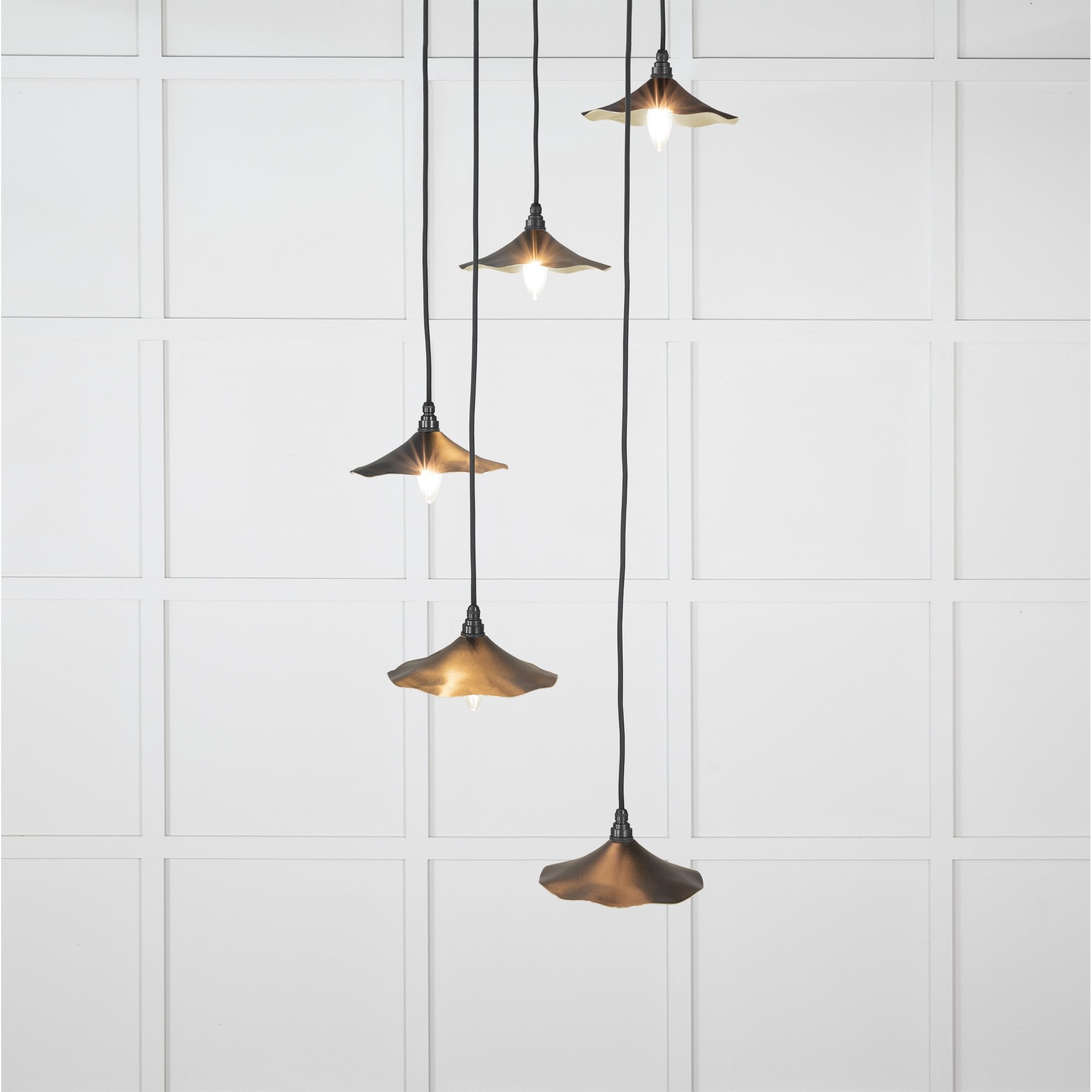 From The Anvil Smooth Brass Flora Cluster Pendant - Elan Black